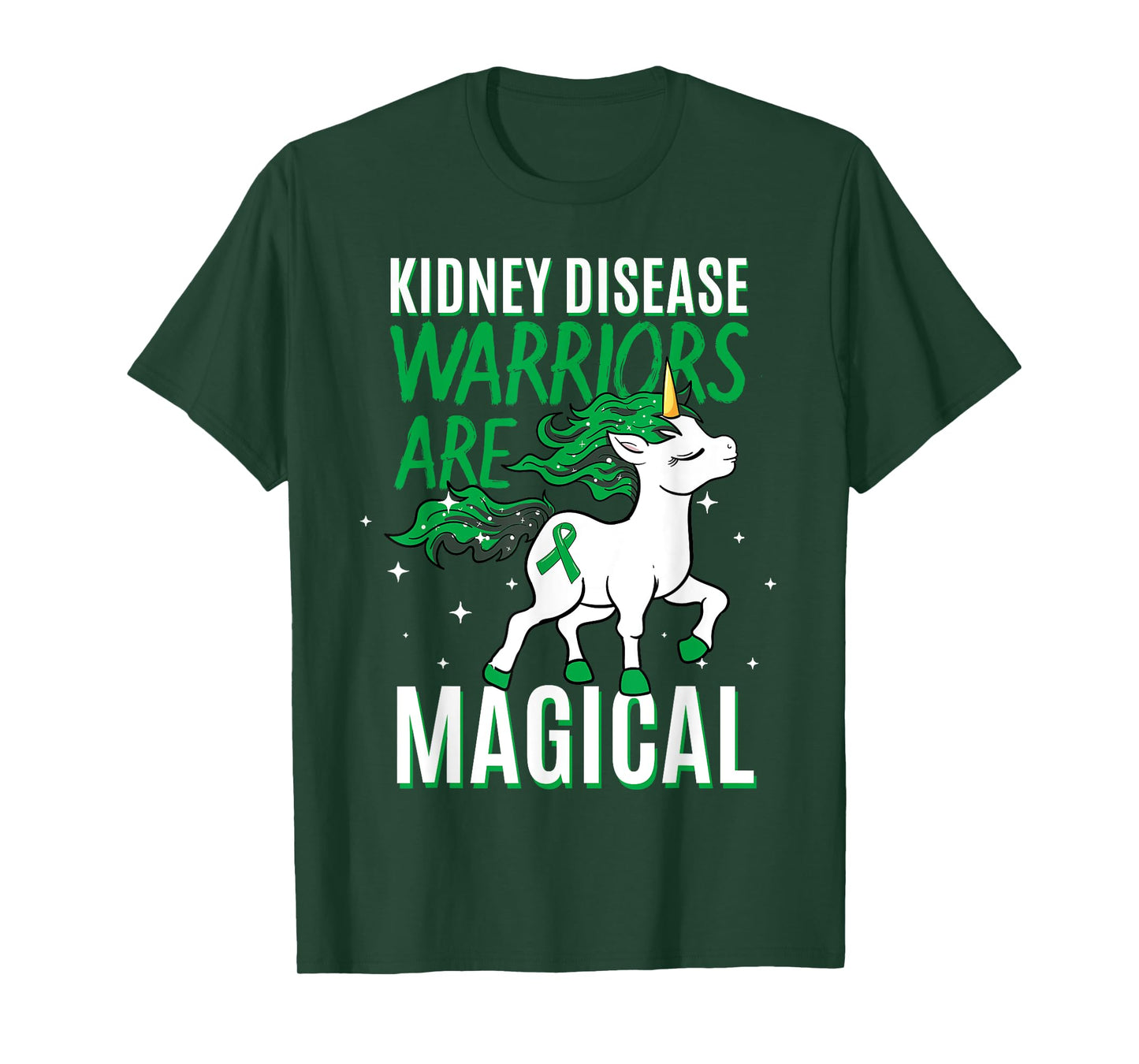 Kidney Disease Warrior Magical Unicorn Green Organ Donor T-Shirt