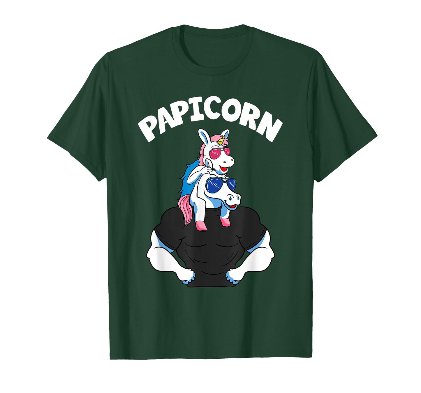 Papicorn 1 Kid Papi Pink Unicorn Hispanic Father Daughter T-Shirt