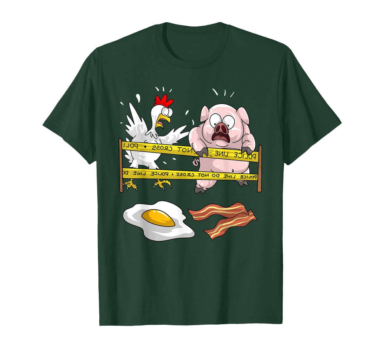 Cute Police Line Do Not Cross | Funny Chicken Pig Eater Gift T-Shirt