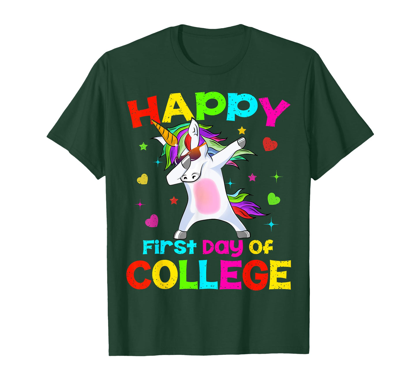 Happy First Day Of College Unicorn Dab Back To School Gift T-Shirt