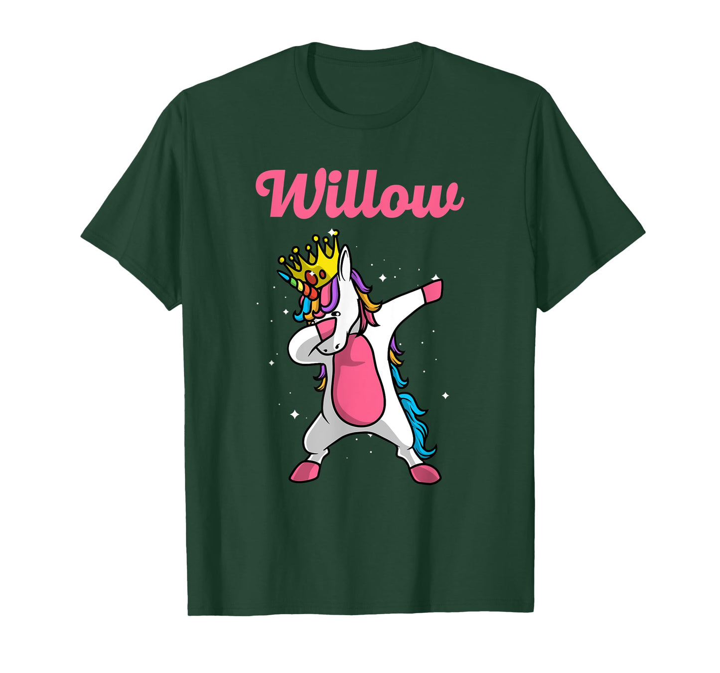 WILLOW Gift Name Personalized Birthday Dabbing Unicorn Queen T-Shirt