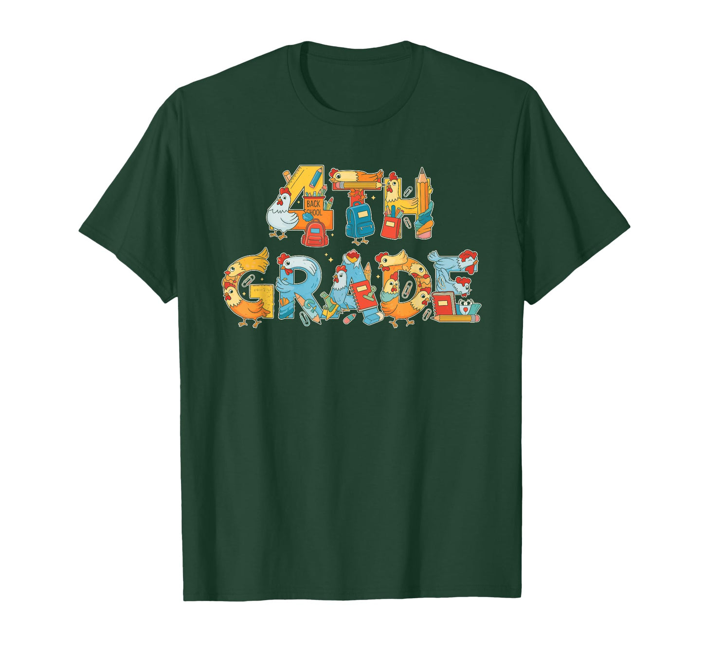 Funny Chicken Fourth Grade Back to School Kids Boys Girls T-Shirt