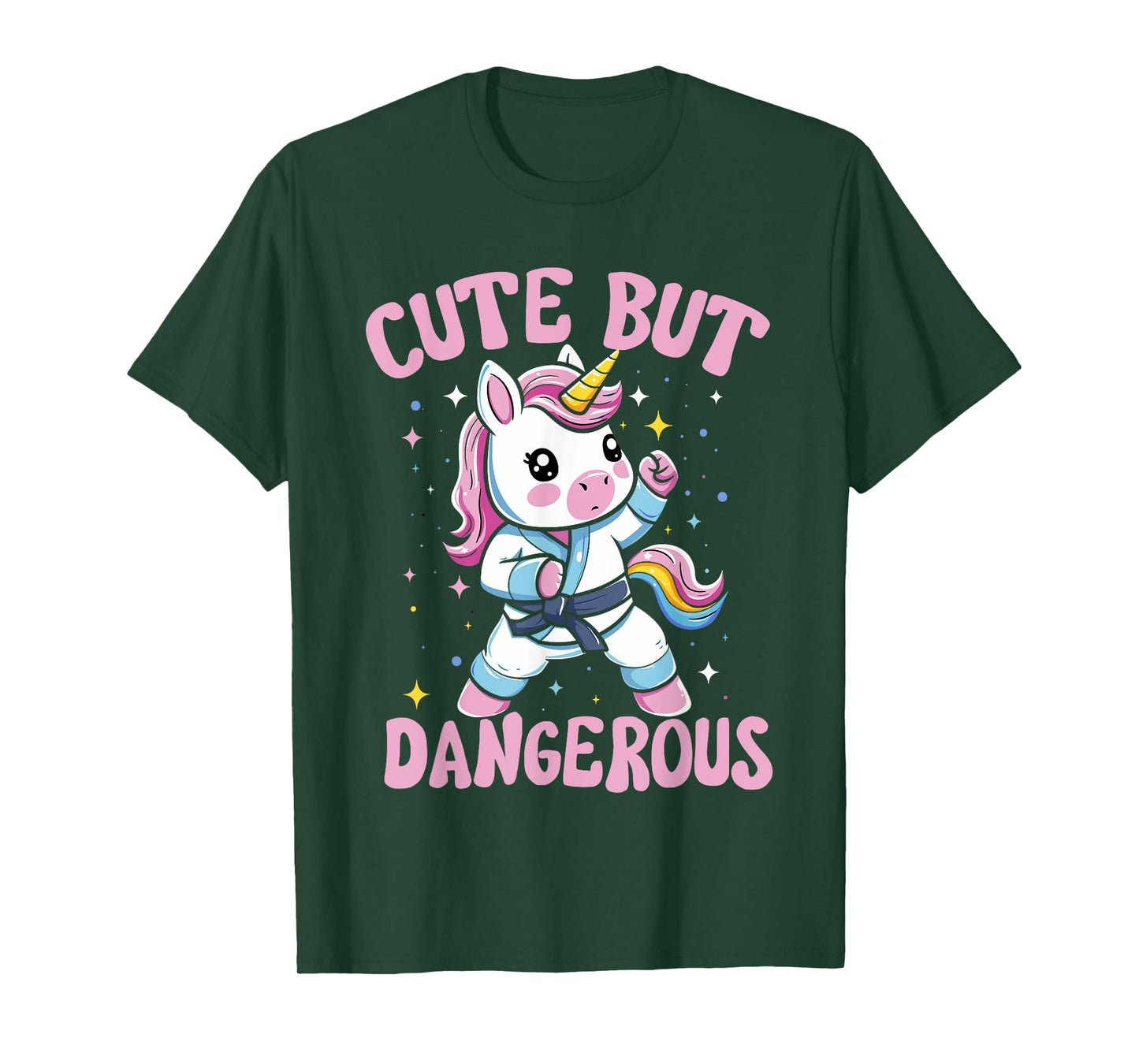 Cute But Dangerous Kawaii Unicorn Playing Karate Girls T-Shirt