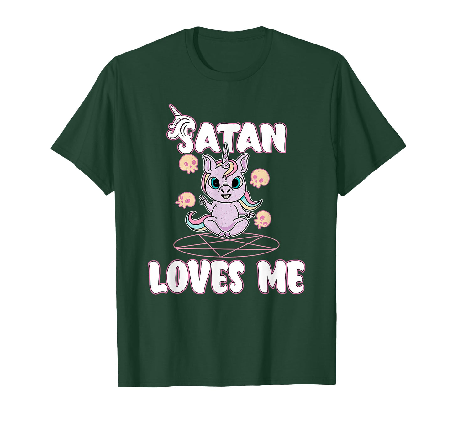 Satan Loves Me - Satanic Unicorn Satanism Baphomet T-Shirt