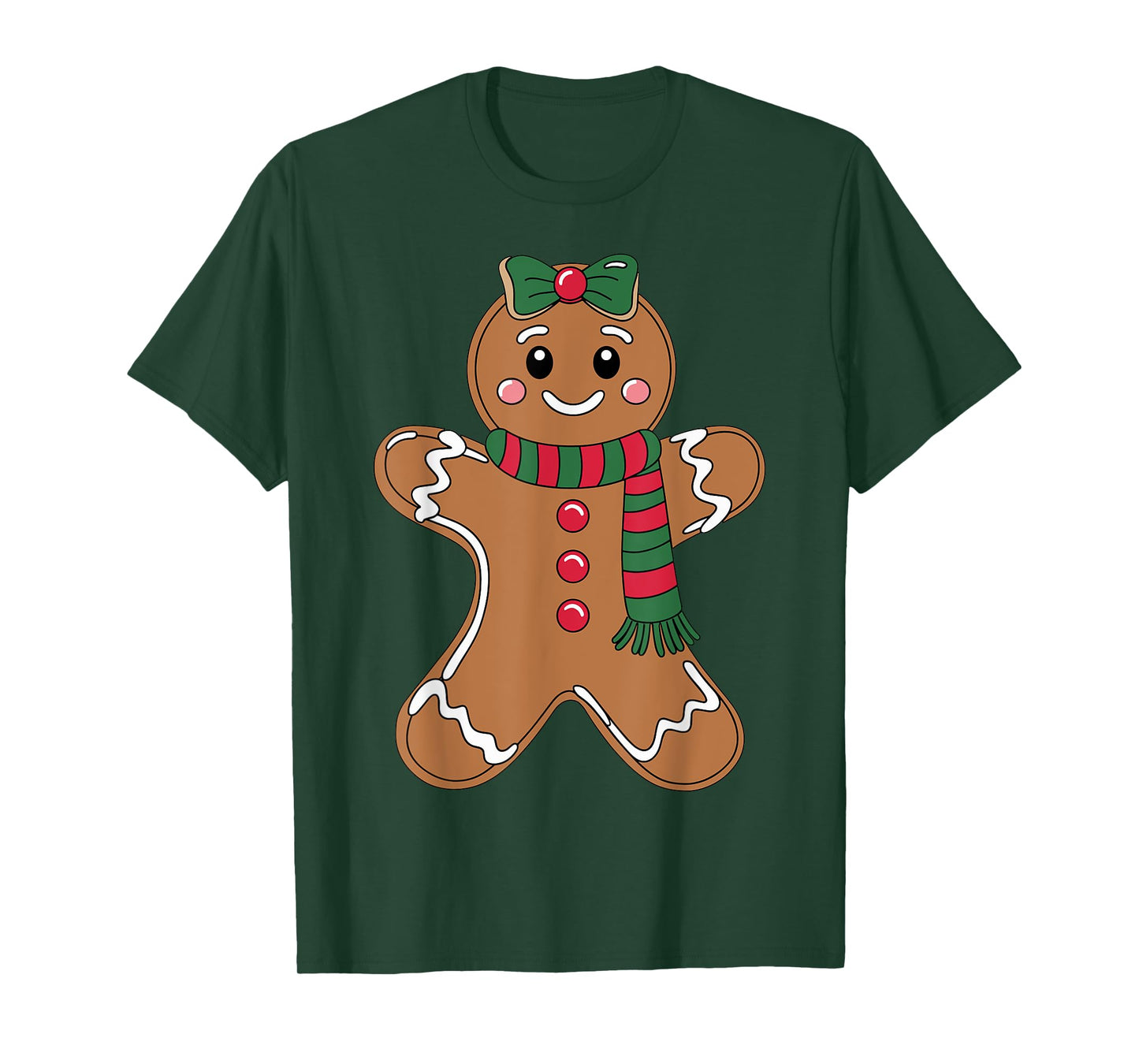 Cute Gingerbread with Bow Christmas Costume Xmas T-Shirt