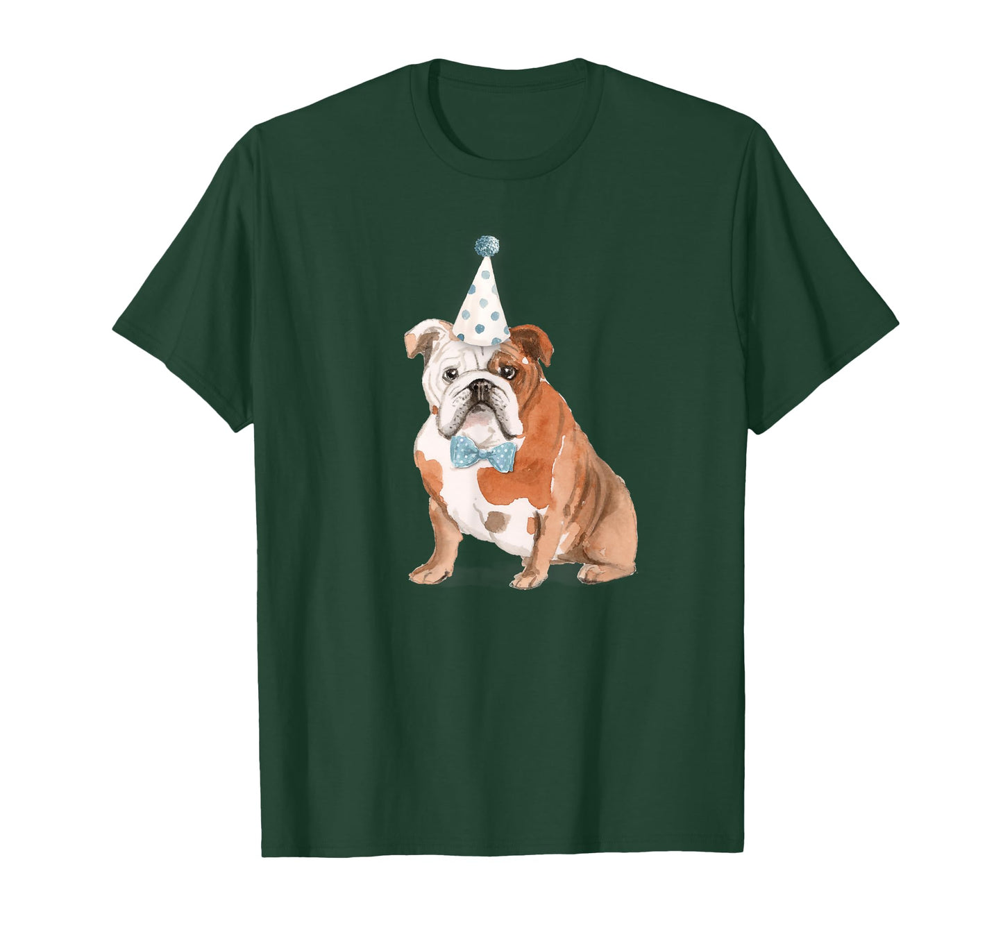 Cute English Bulldog Tan Pup Birthday Party Hat and Bowtie Men Women Girls Kids T-Shirt