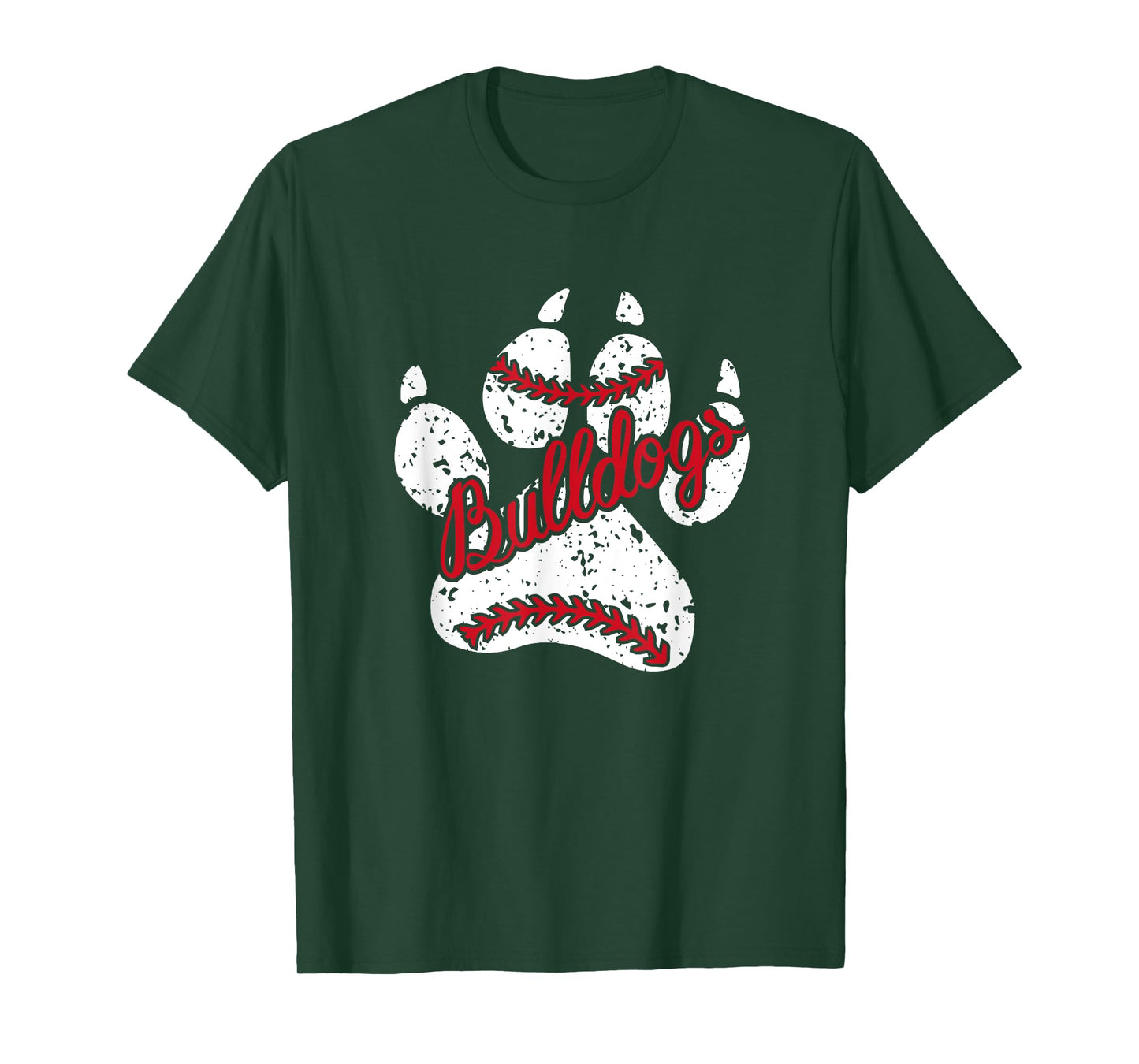 Go Bulldogs Pawprint School Mascot Spirit Baseball T-Shirt