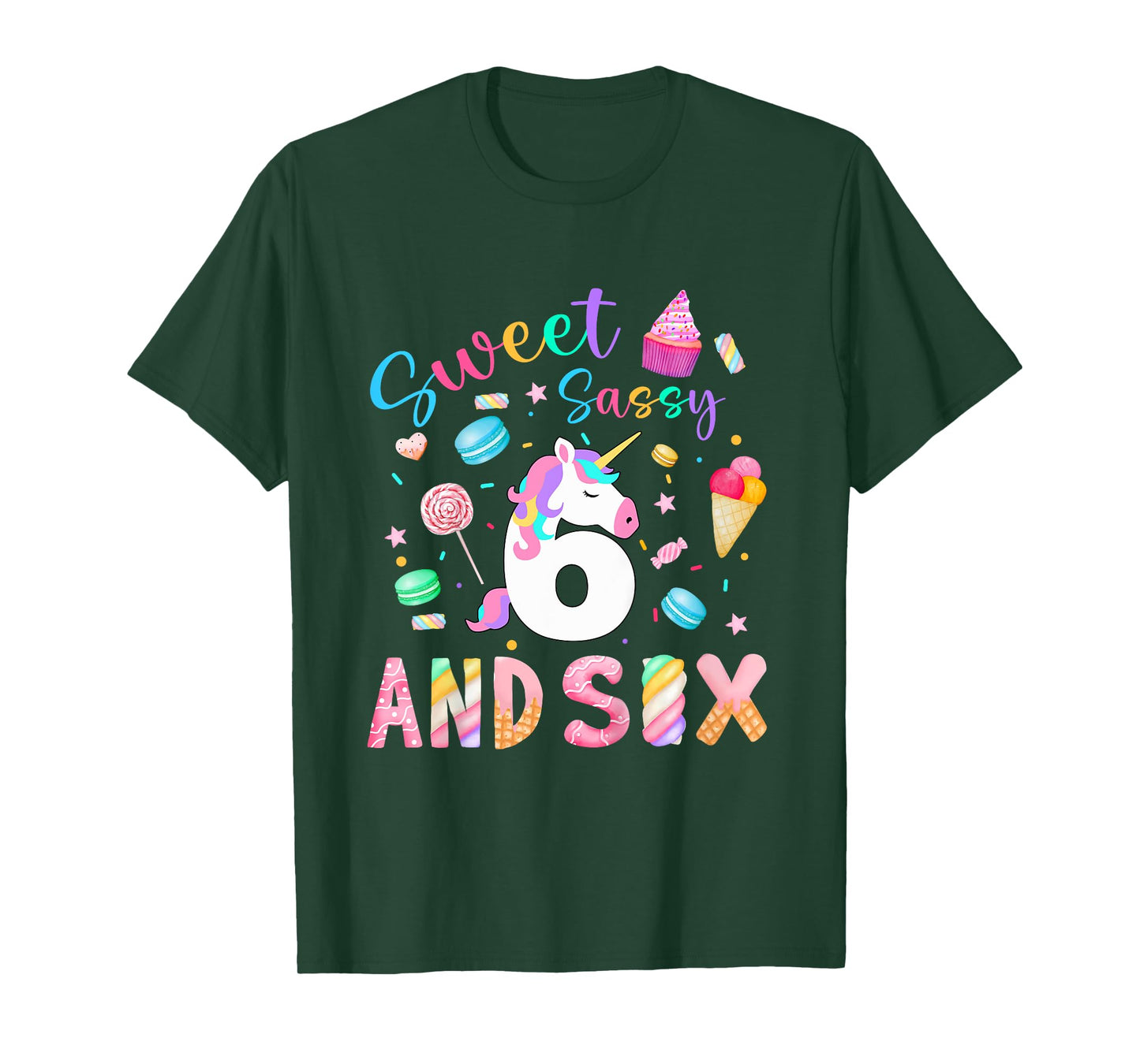 Kids Kids 6th Birthday Girl Sweet Sassy & 6 Magical Unicorn Bday T-Shirt