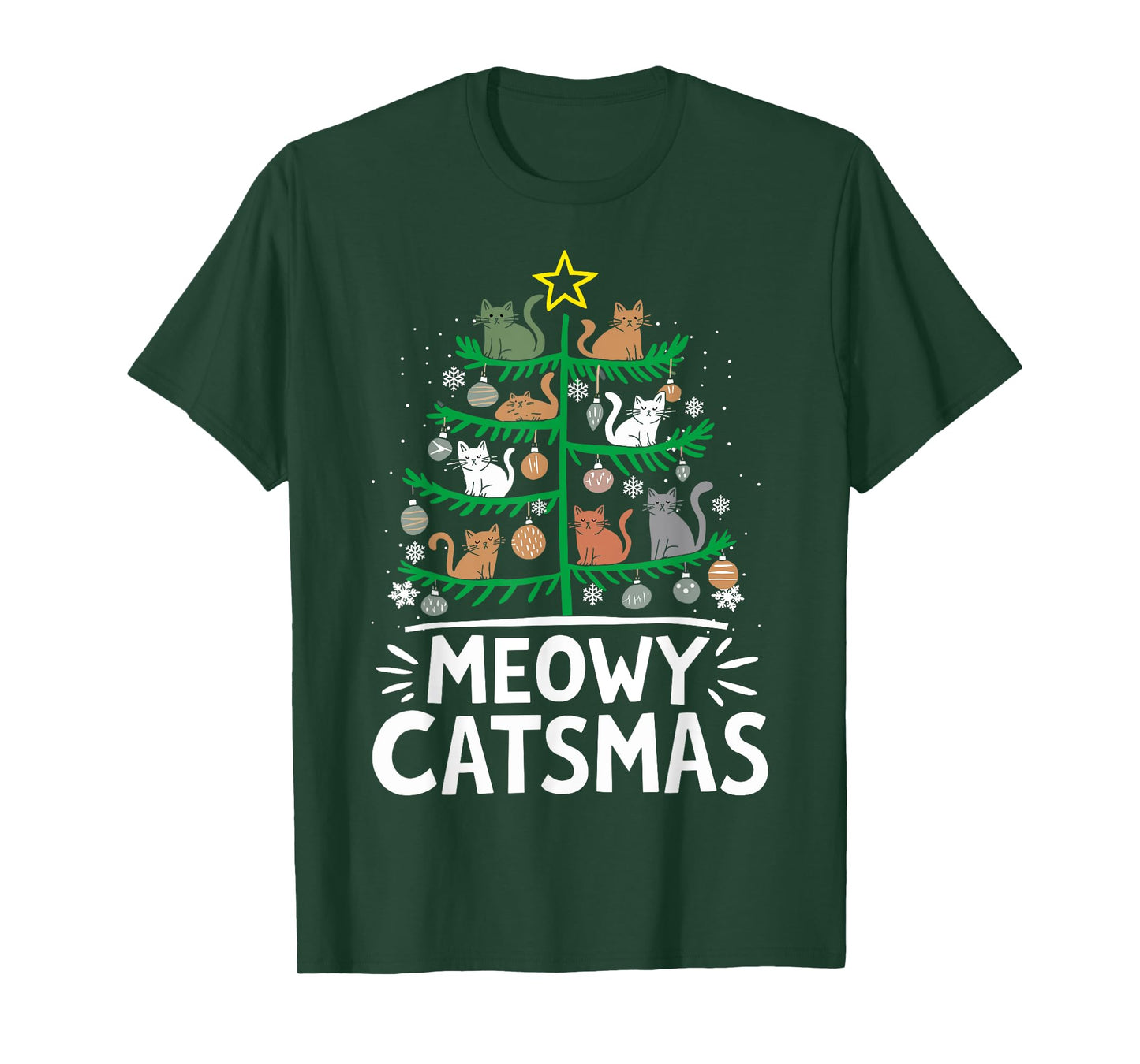 Meowy Catmas Cat Christmas Tree Xmas Funny Santa Cat T-Shirt