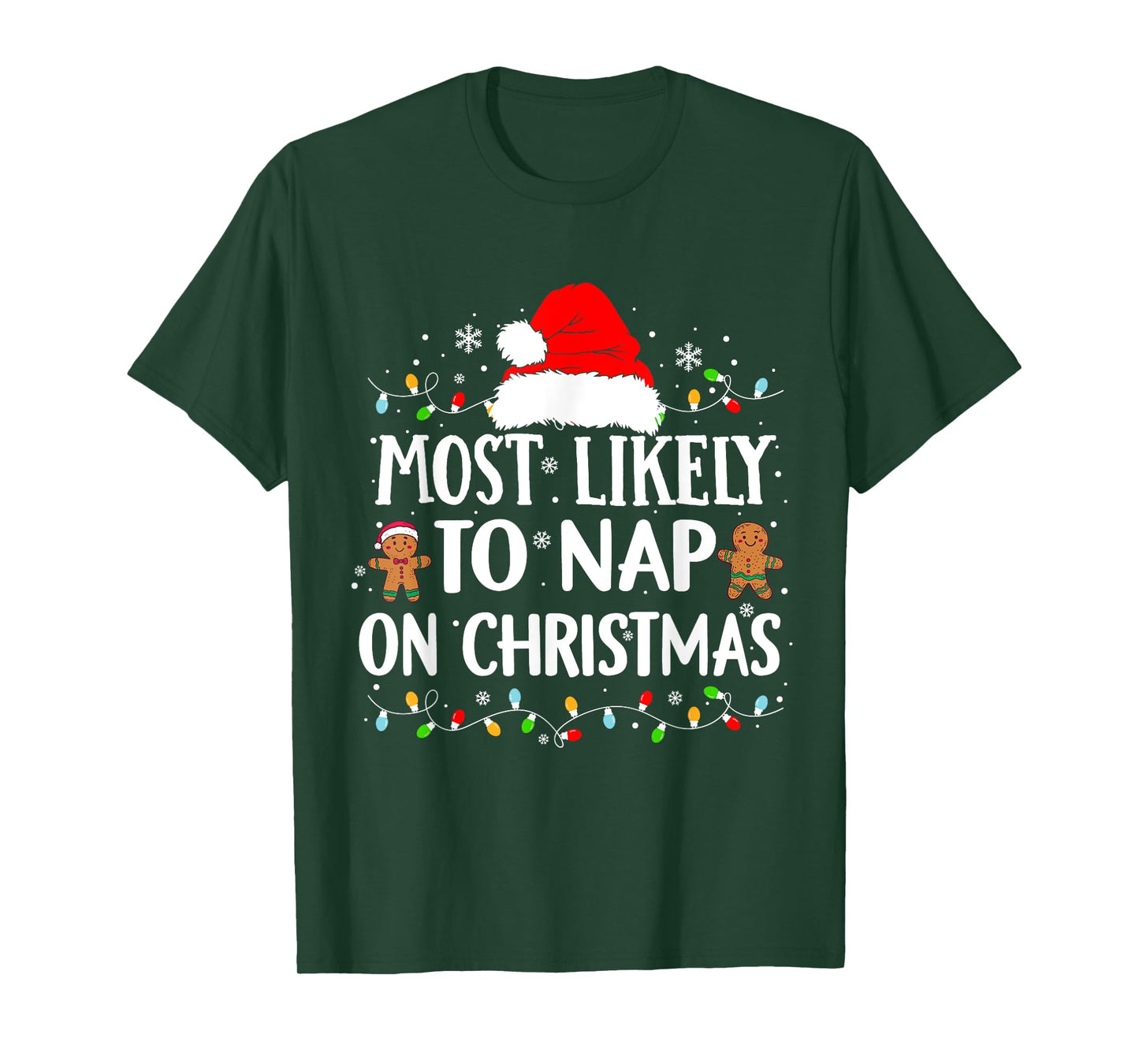 Most Likely To Nap On Christmas Funny Xmas Nap T-Shirt