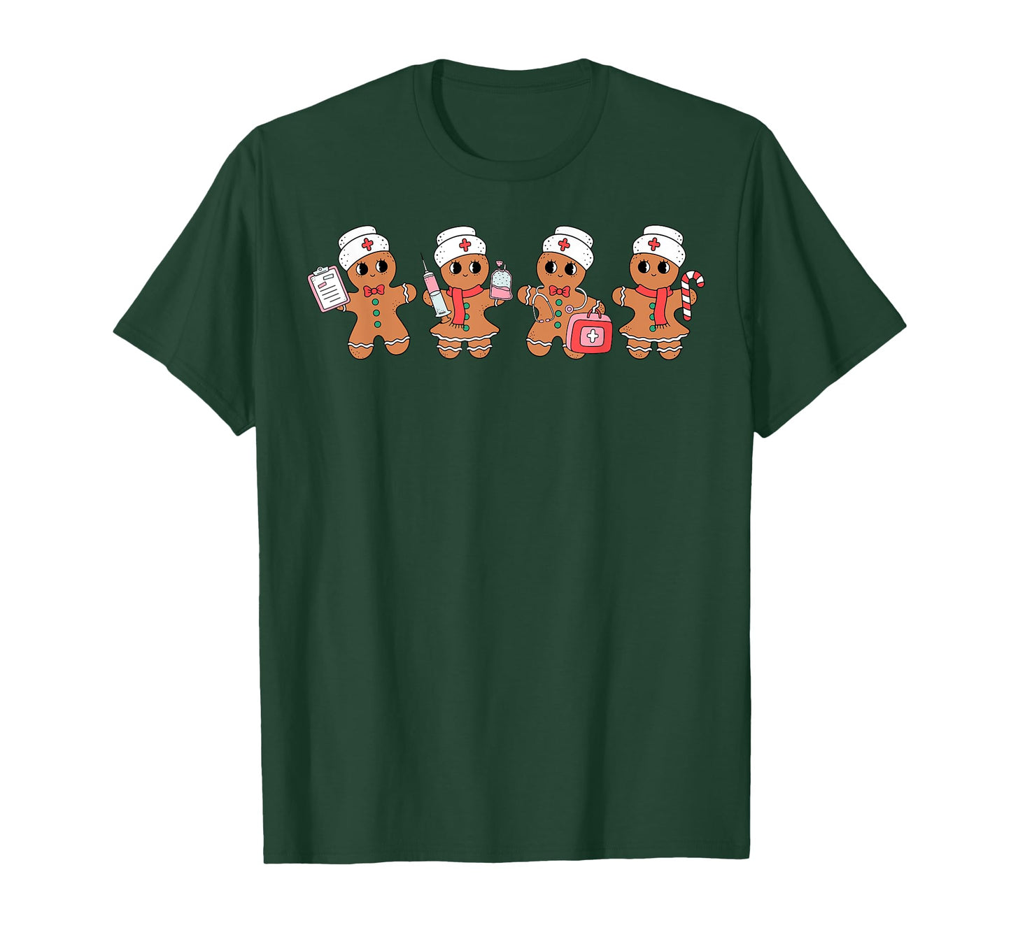 Cute Nurse Squad Gingerbread Christmas Holiday Pajamas Funny T-Shirt