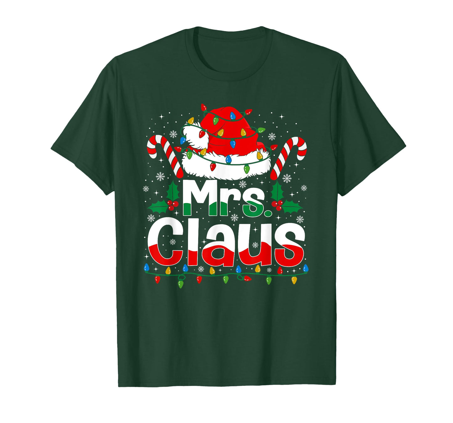 Mr and Mrs Claus Santa Hat Xmas Funny Christmas Couples T-Shirt