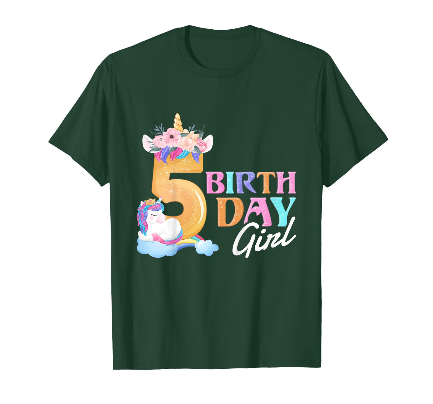 5 Year Old Birthday Girl, 5th Birthday Unicorn T-Shirt