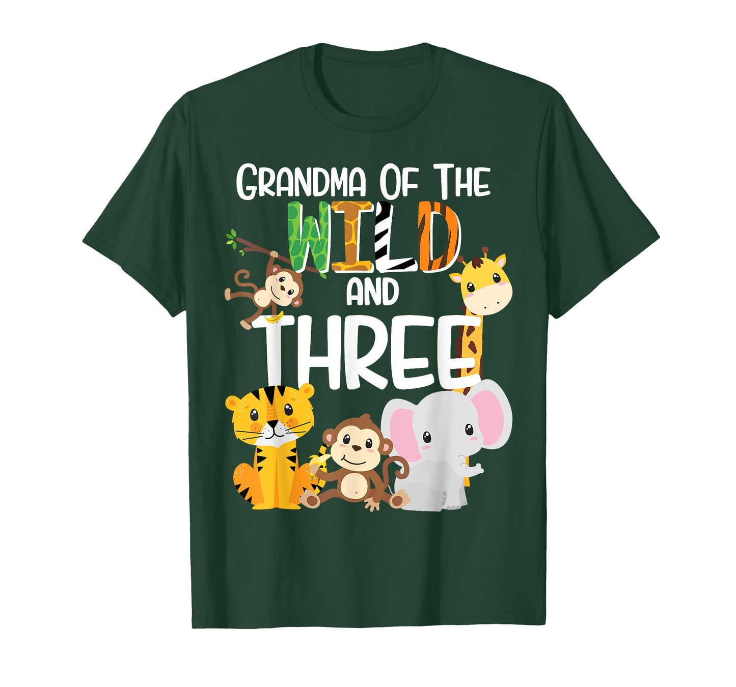 Grandma of the Wild and 3 Zoo Theme Birthday Safari Jungle T-Shirt