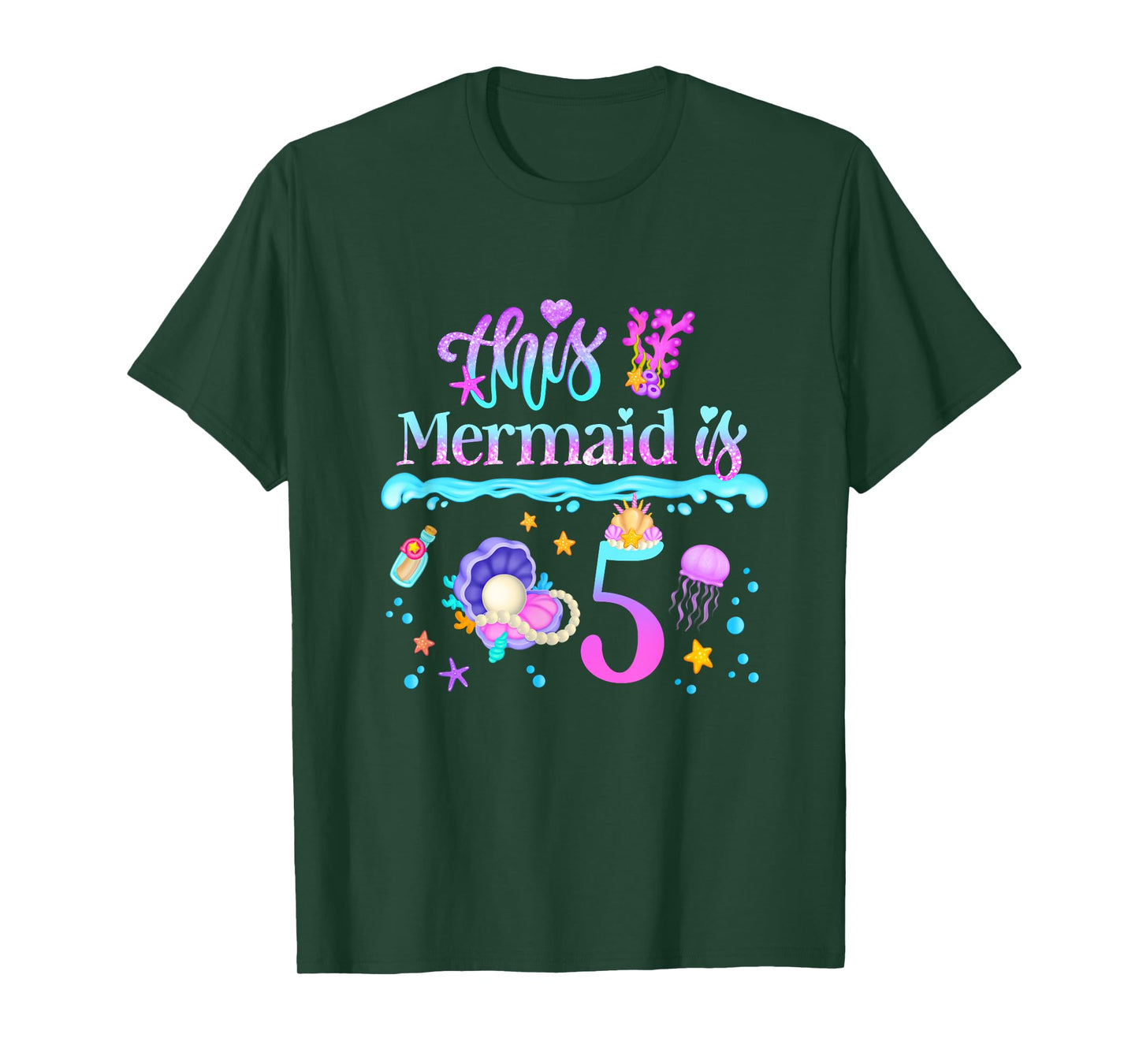 This Mermaid is 5 Years Old 5th Girls Birthday Party Kids T-Shirt