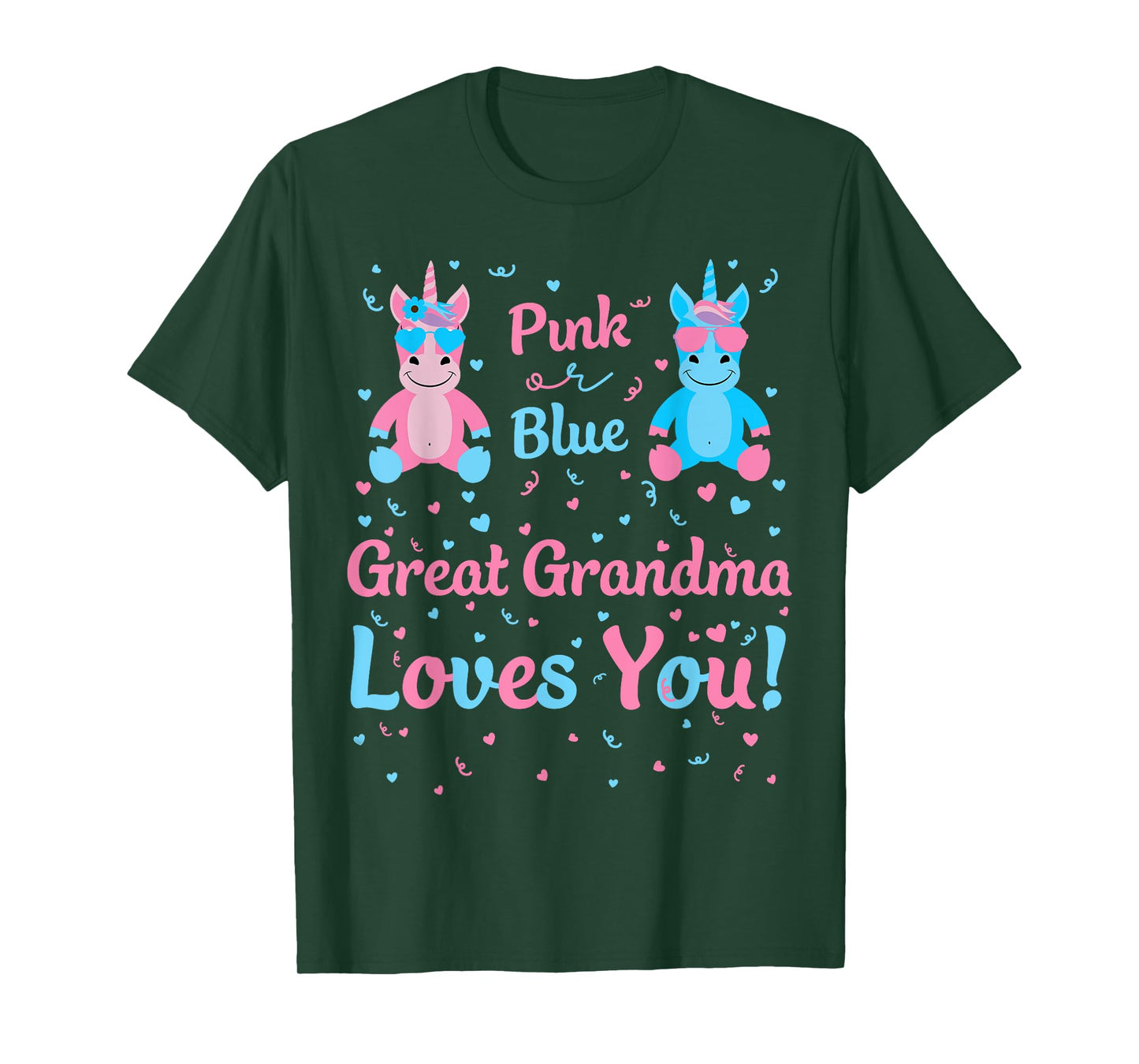Great Grandma Gender Reveal Pink or Blue Unicorn for Family T-Shirt
