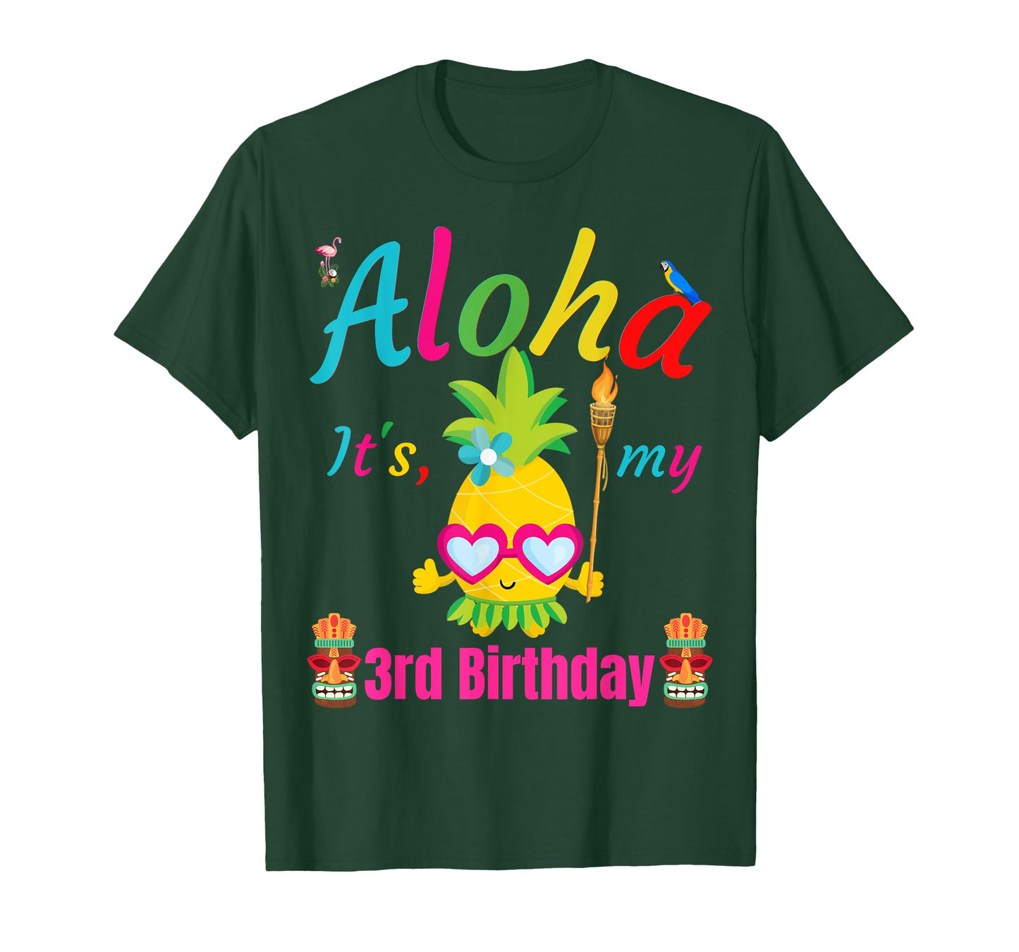 Aloha It's My 3rd Birthday Hawaii 3 Years Girls Luau Candles T-Shirt