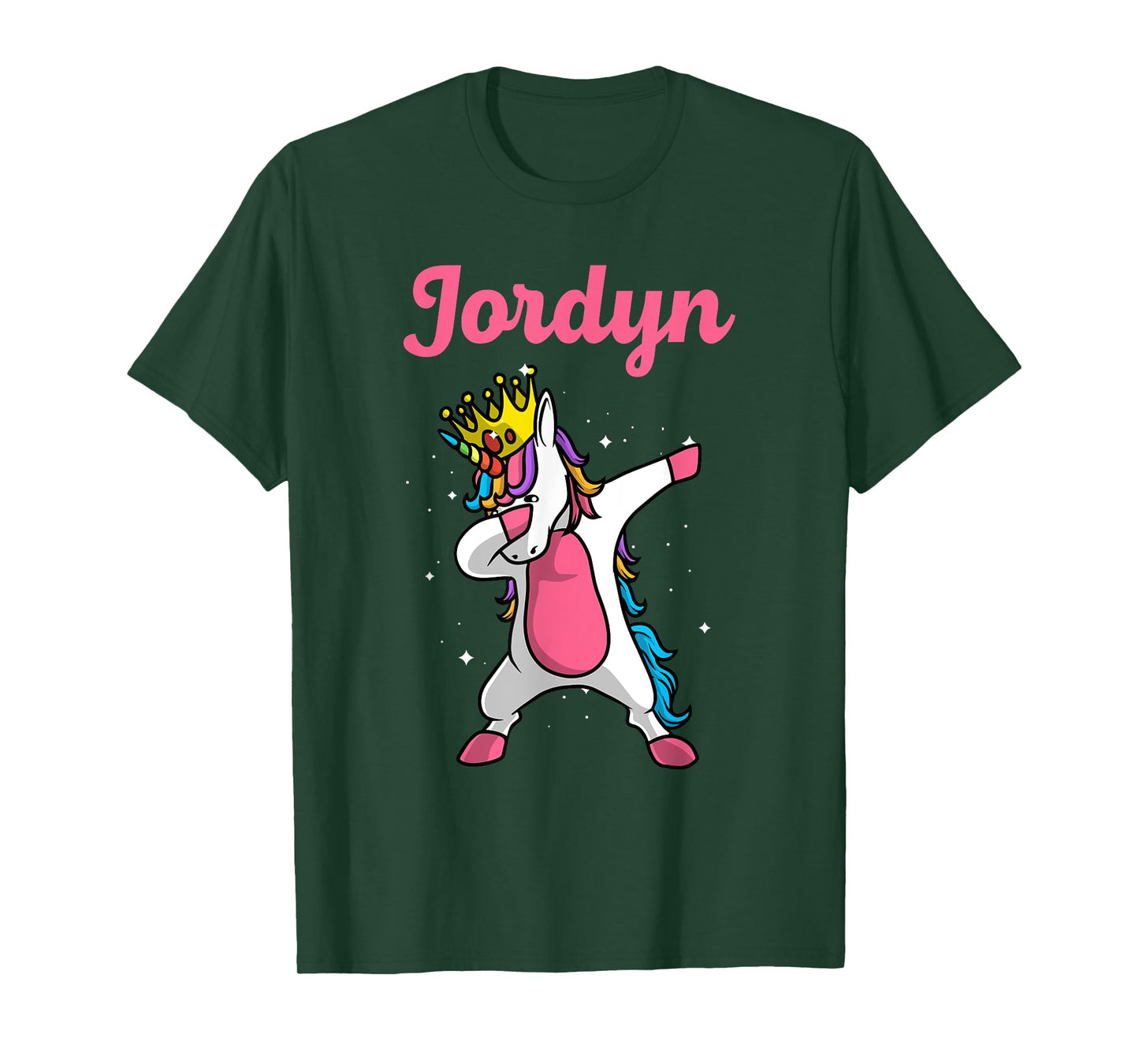 JORDYN Gift Name Personalized Birthday Dabbing Unicorn Queen T-Shirt