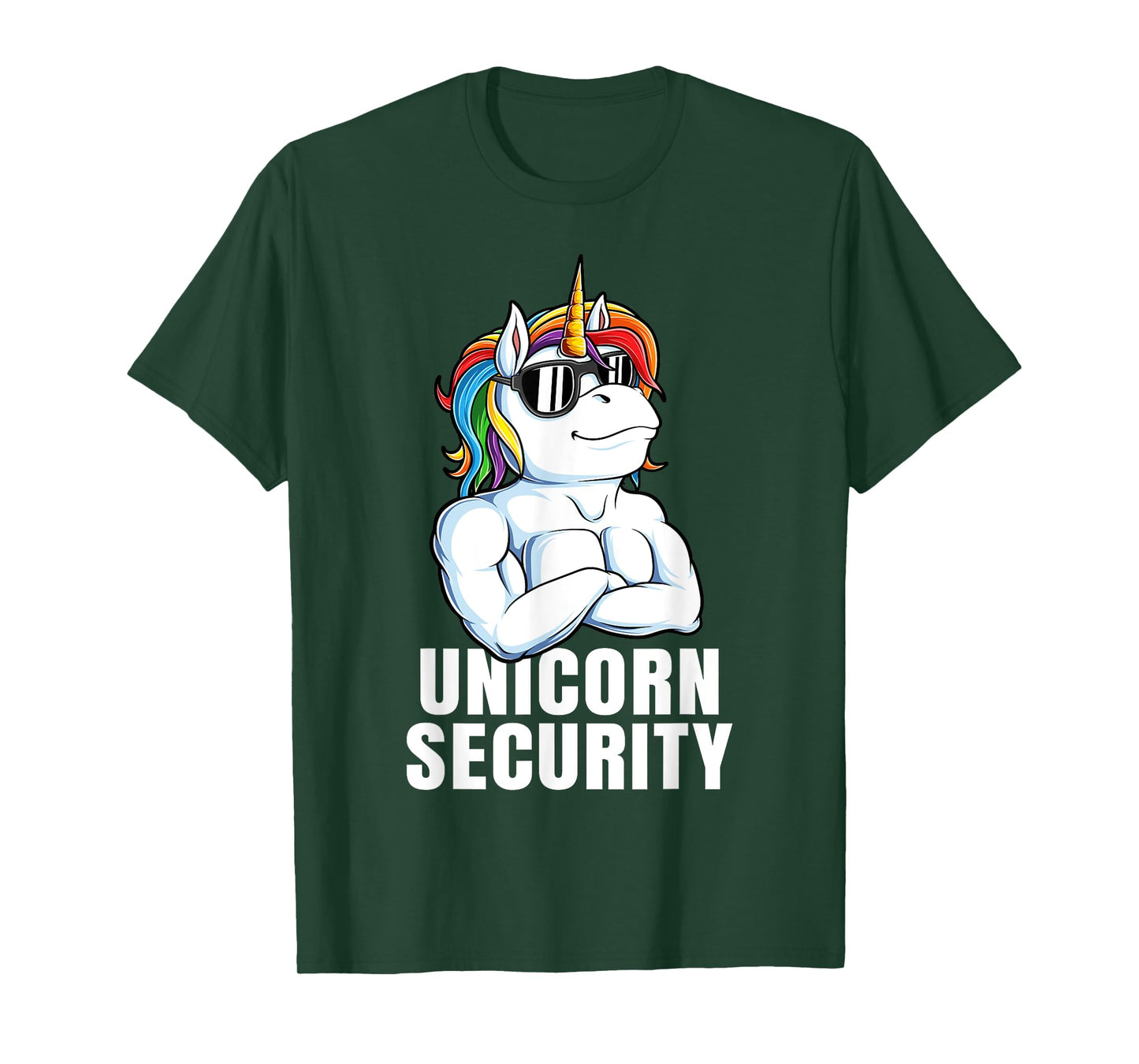 Unicorn Security Funny Rainbow Muscles Dad Unicorn T-Shirt