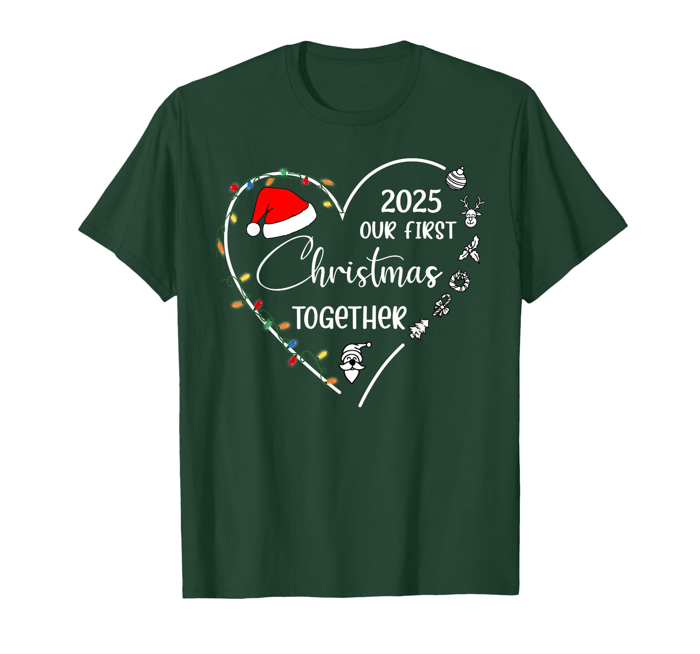 Our First Christmas Together 2025 Matching Christmas Couples T-Shirt