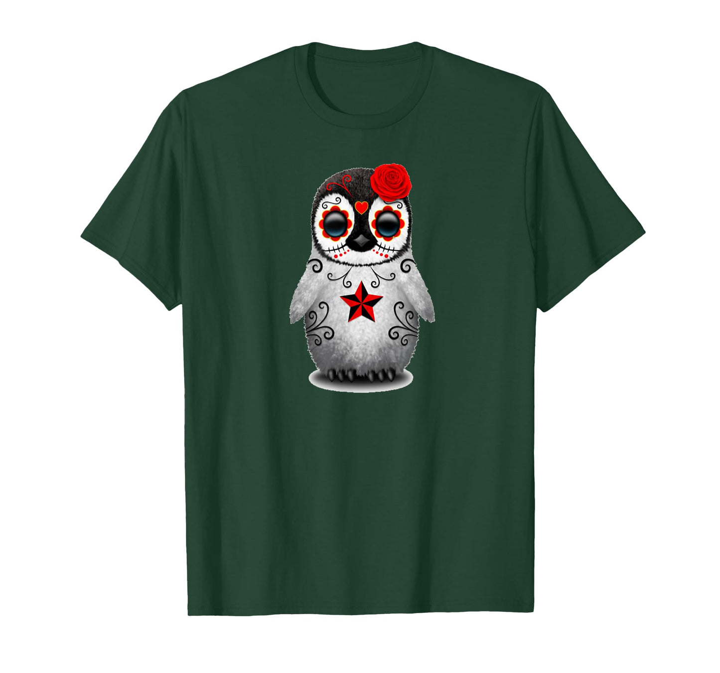 Sugar Skull Penguin Day Of The Dead Halloween T-Shirt