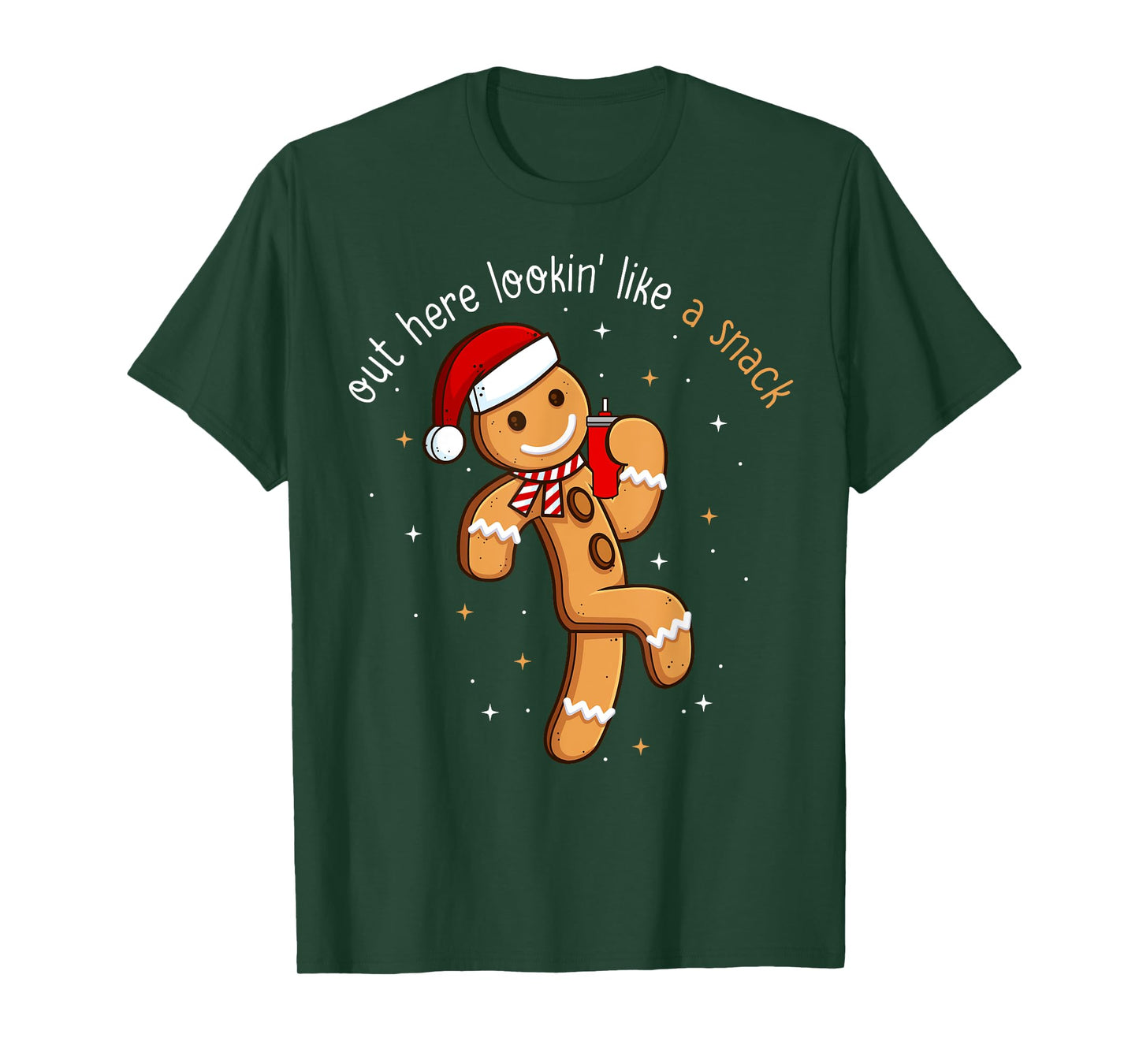 Out Here Looking Like a Snack Funny Xmas Gingerbread Man T-Shirt