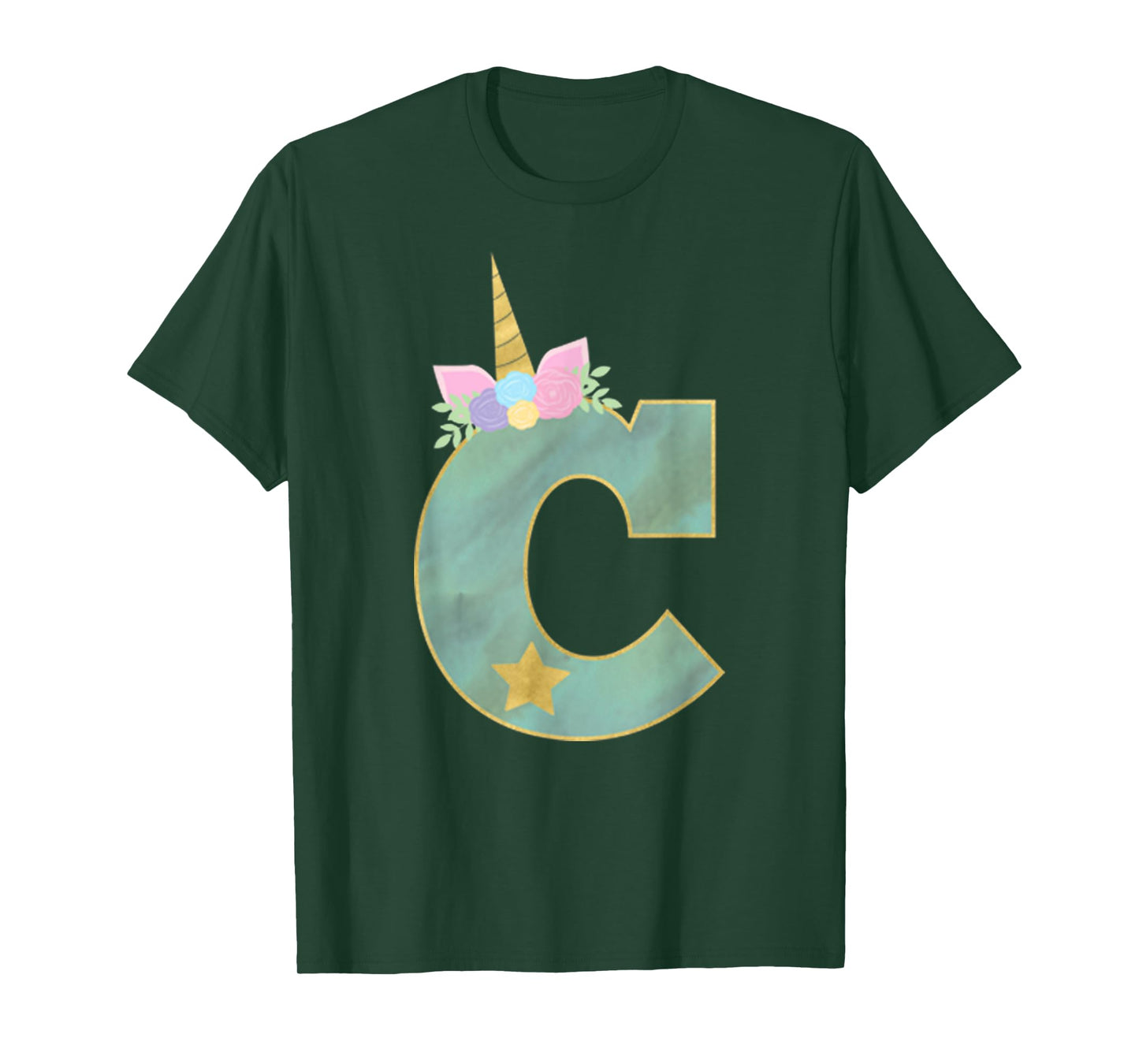Initial Letter C Unicorn Monogram for Girls Unicorn Birthday T-Shirt