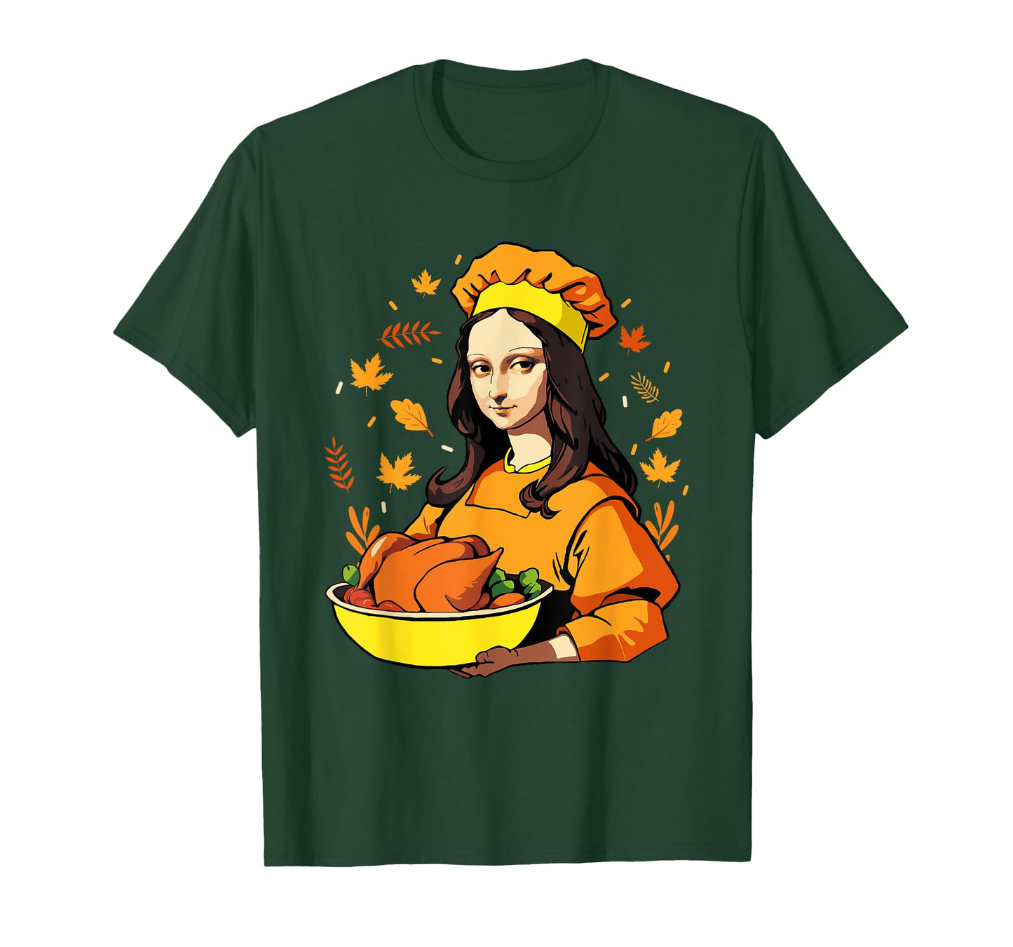 Mona Lisa with Turkey Thanksgiving for Art Teachers Men Women Kids T-Shirt