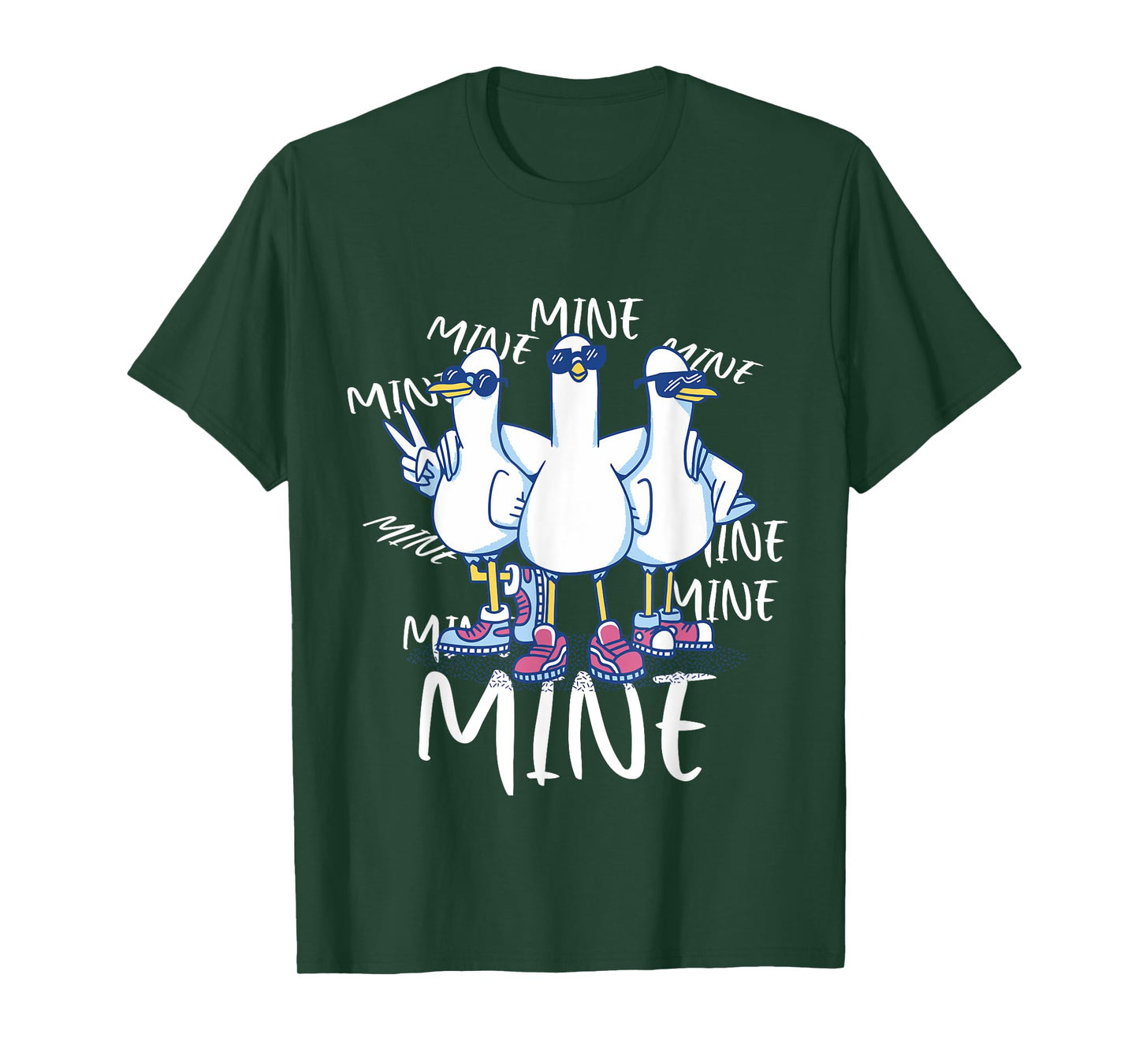 Funny Seagull Saying Mine Funny Pigeon Retro Ocean life T-Shirt
