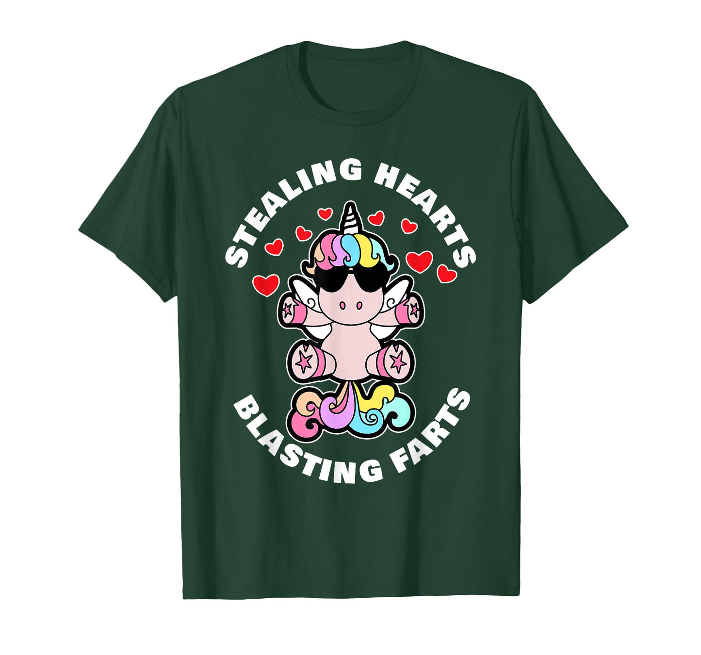 Stealing Hearts And Blasting Farts Valentines Day Unicorn T-Shirt