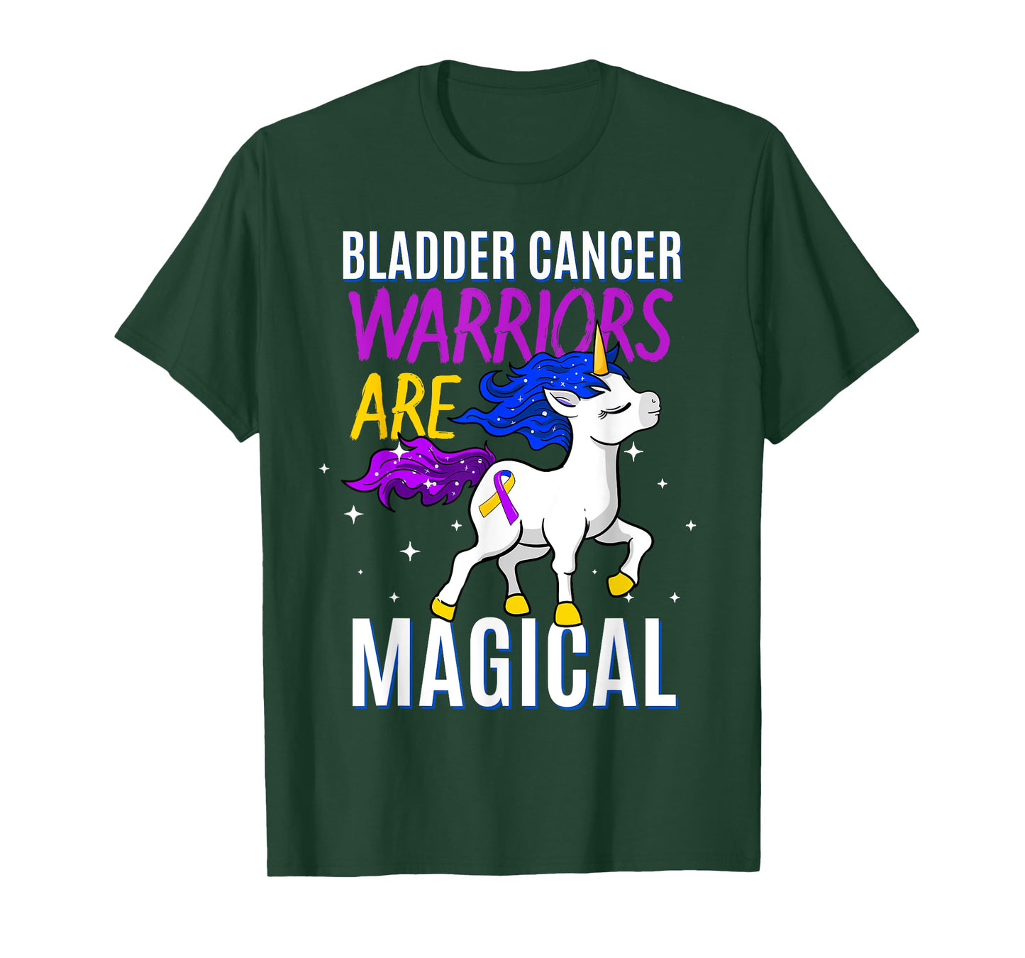 Bladder Cancer Magical Unicorn Purple Blue Yellow Ribbon T-Shirt