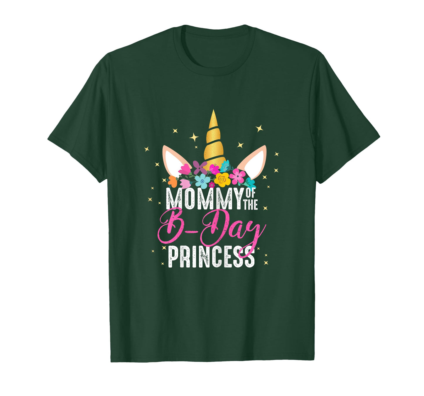 Mommy Of The B Day Princess Mother Gifts Unicorn Birthday T-Shirt
