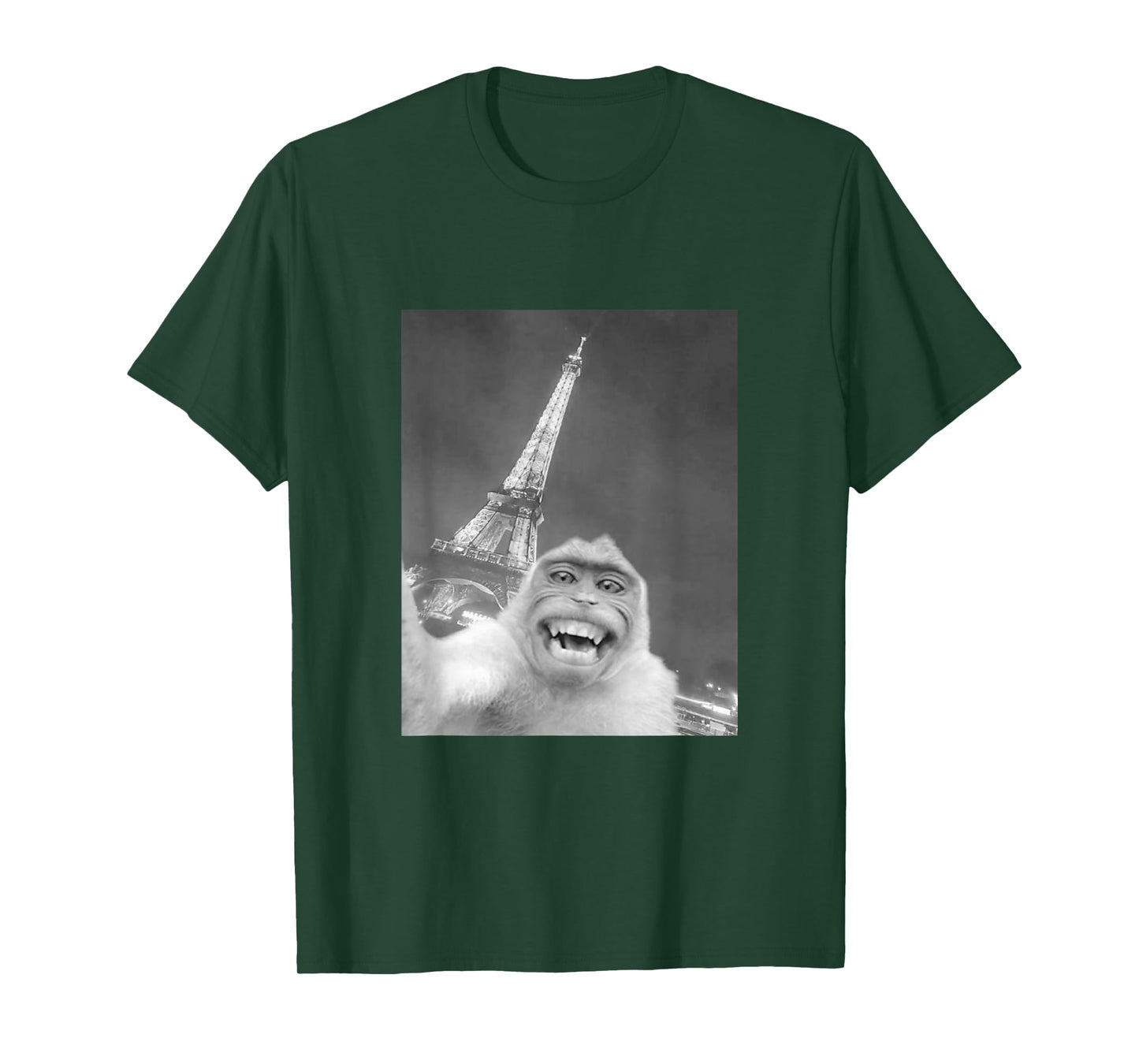 Funny Monkey Selfie Eiffel Tower In Paris Men Women Kids T-Shirt