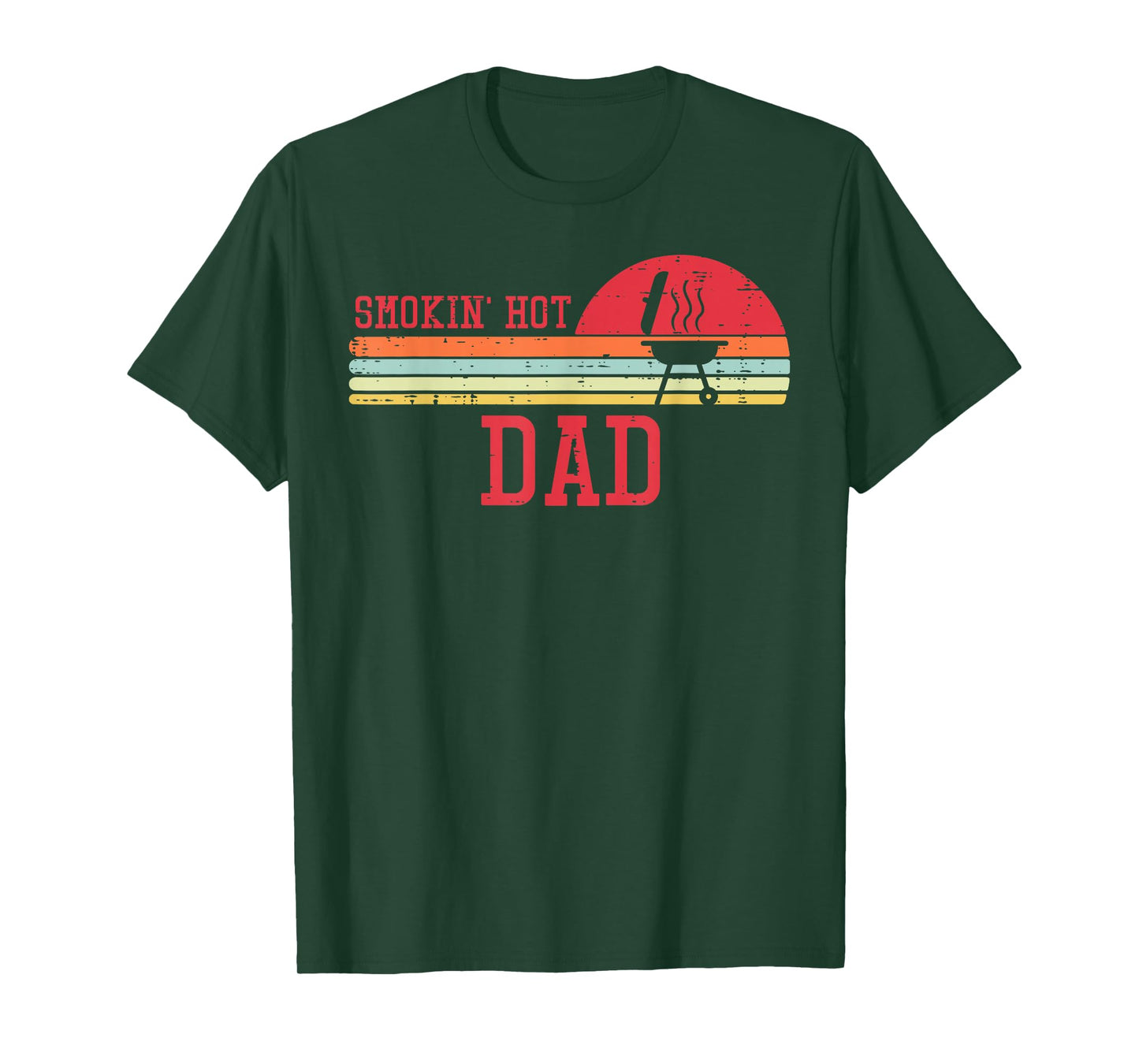 Smokin Hot Dad Chest Sunset Retro Grill Bbq Daddy Papa Men T-Shirt
