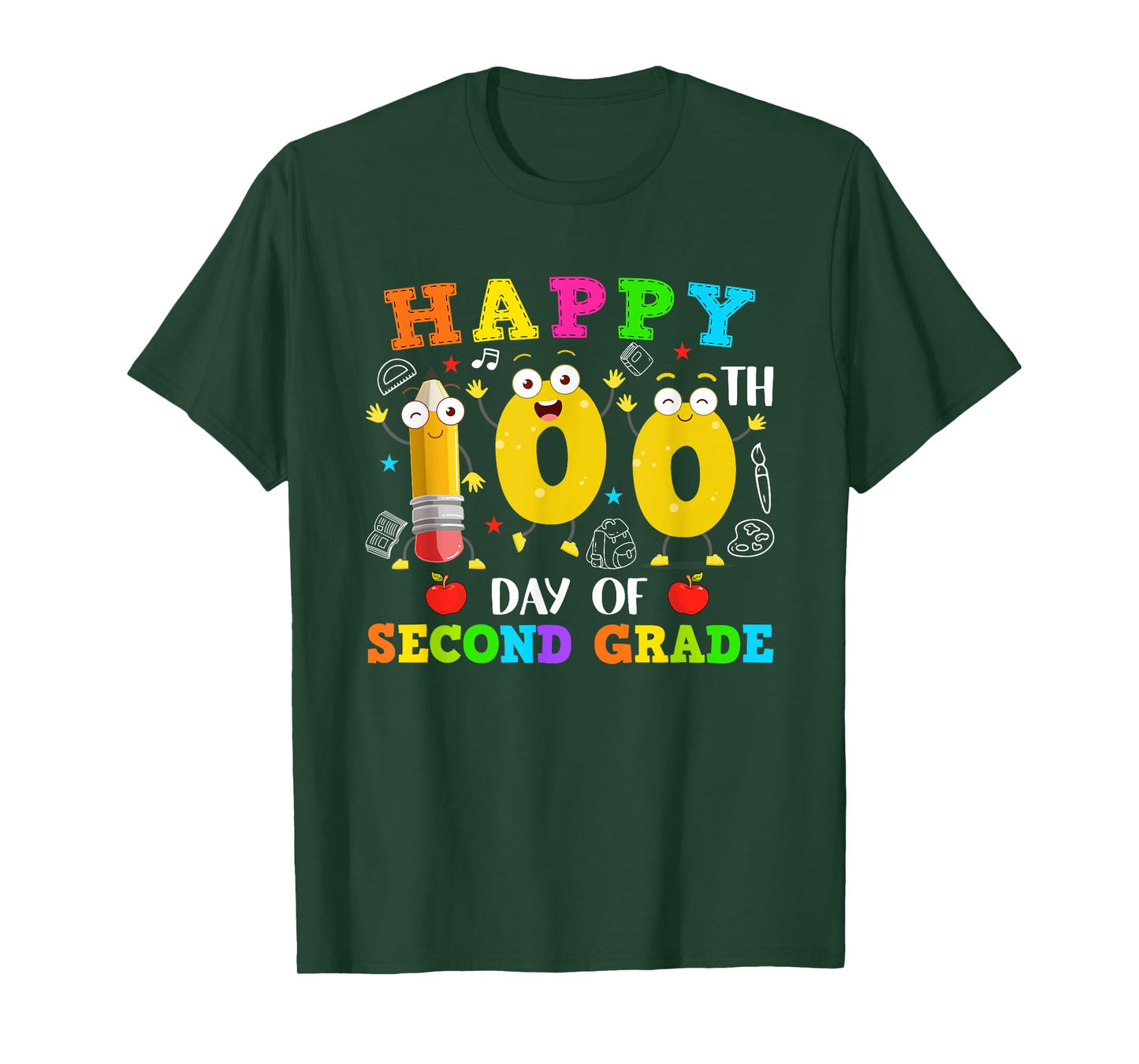 Funny Pencil 100 Days Of Second Grade Students Teacher Kids T-Shirt