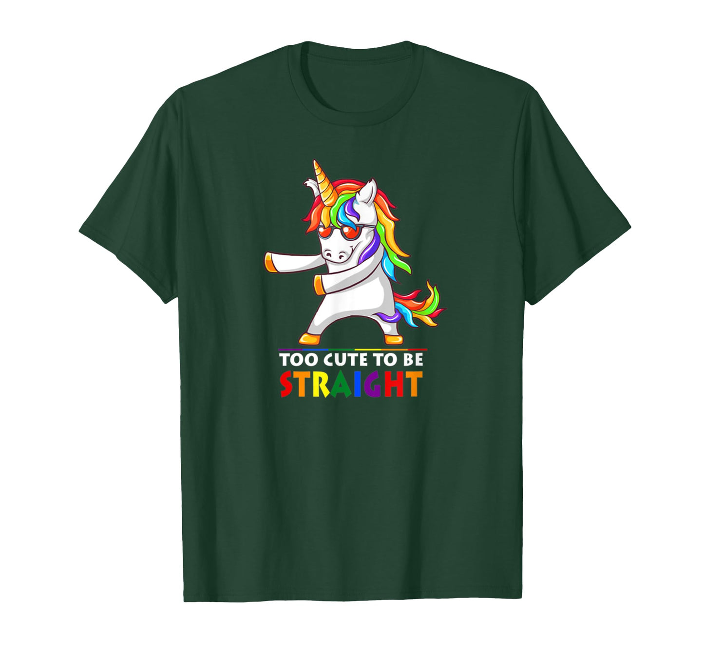 Too Cute To Be Straight Unicorn Flossing LGBT Pride T-Shirt