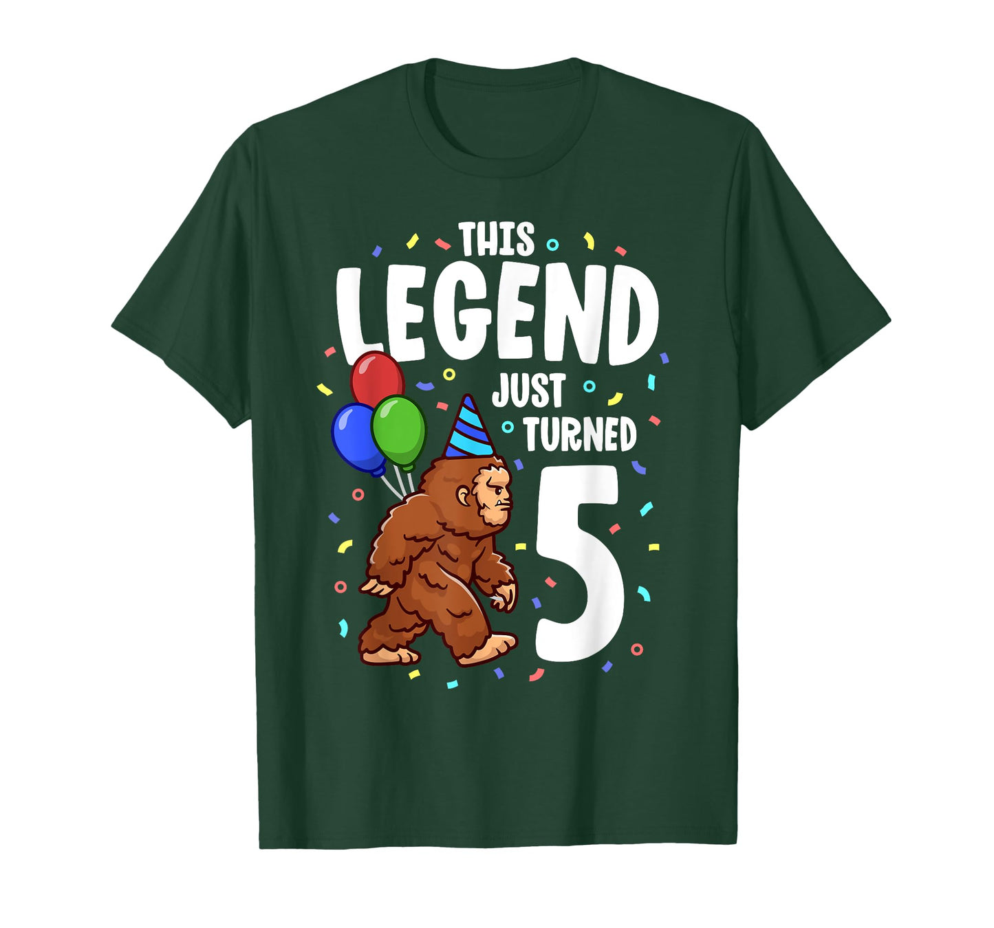 Bigfoot Birthday Party 5 Years Old Sasquatch Theme Boys T-Shirt