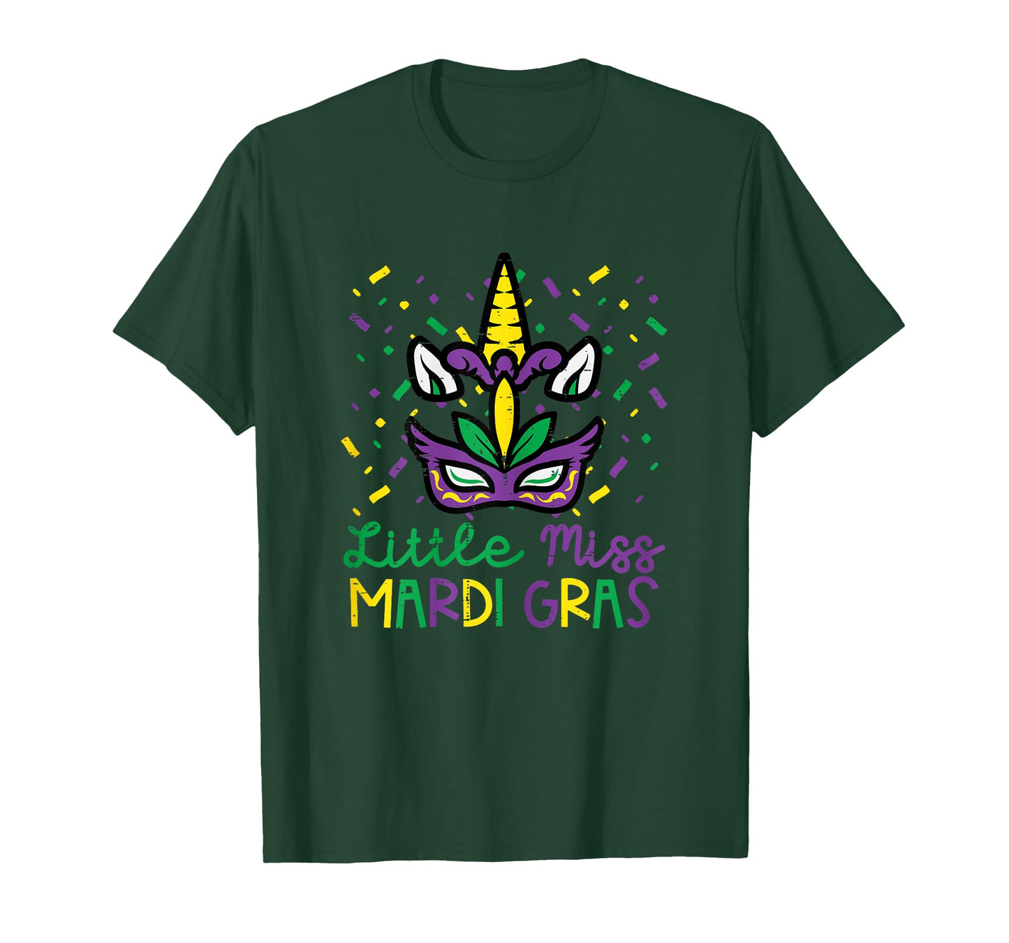 Little Miss Mardi Gras Unicorn Head Cute Girls Kids Toddler T-Shirt