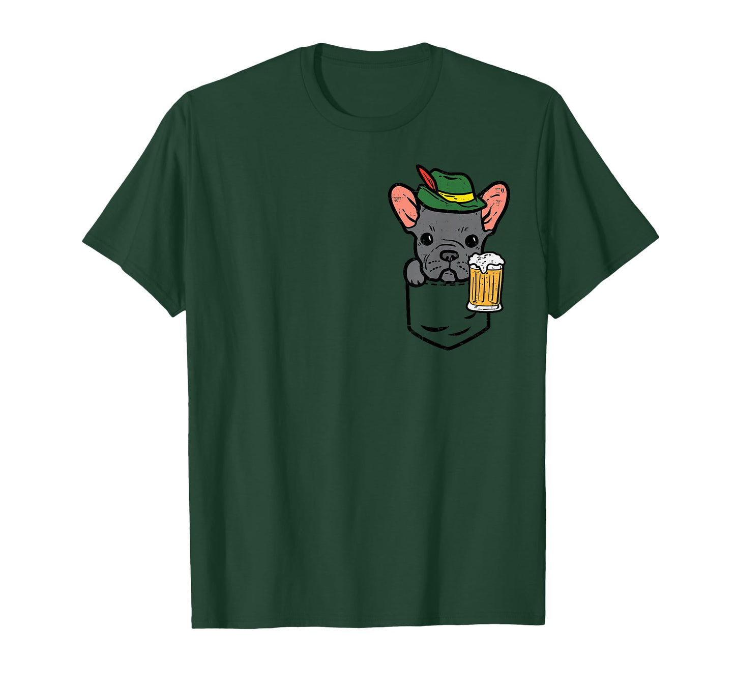 Pocket French Bulldog German Hat Oktoberfest Frenchie Dog T-Shirt