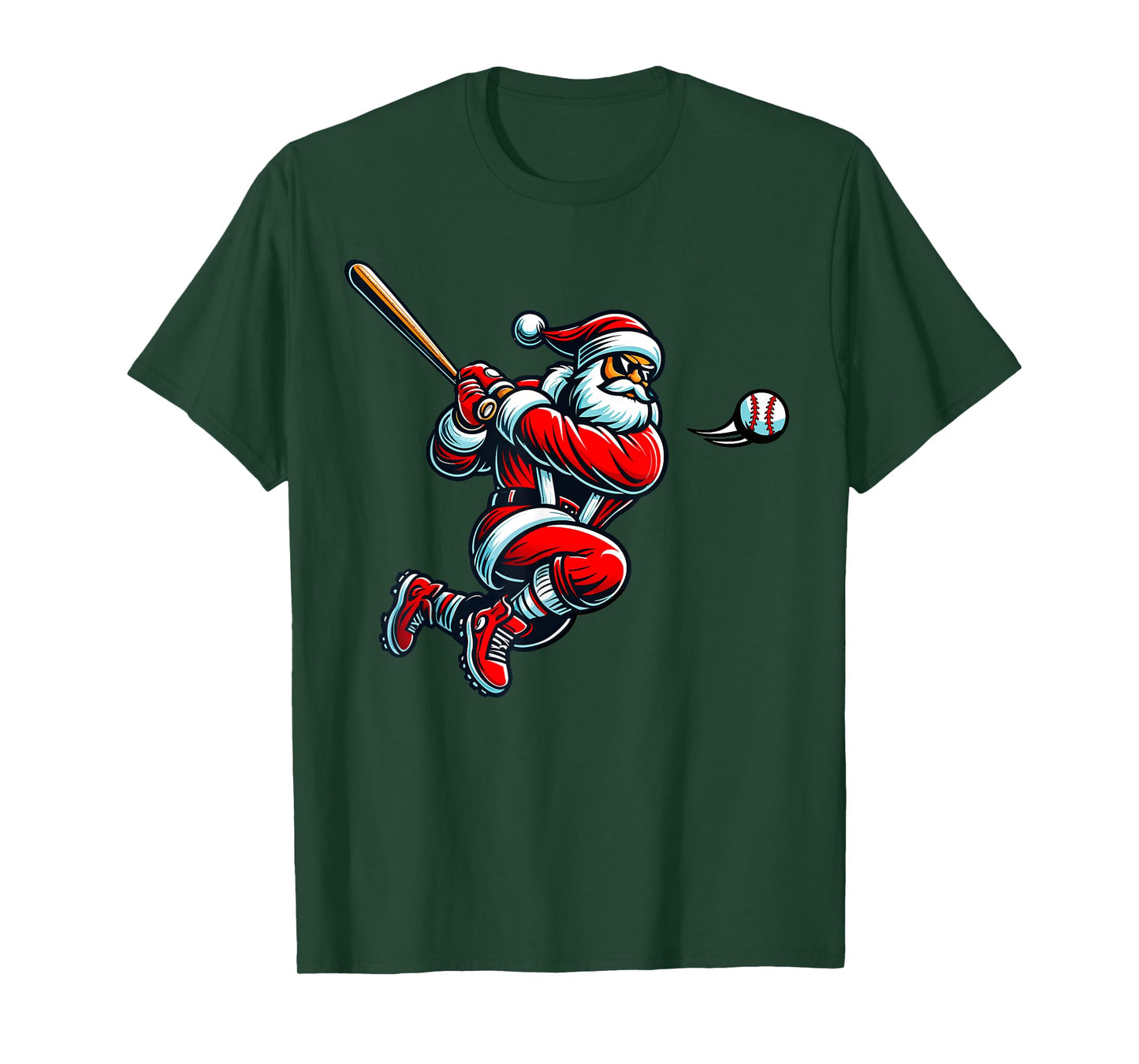 Santa Baseball Player Xmas Men Kids Boys Christmas Sports T-Shirt