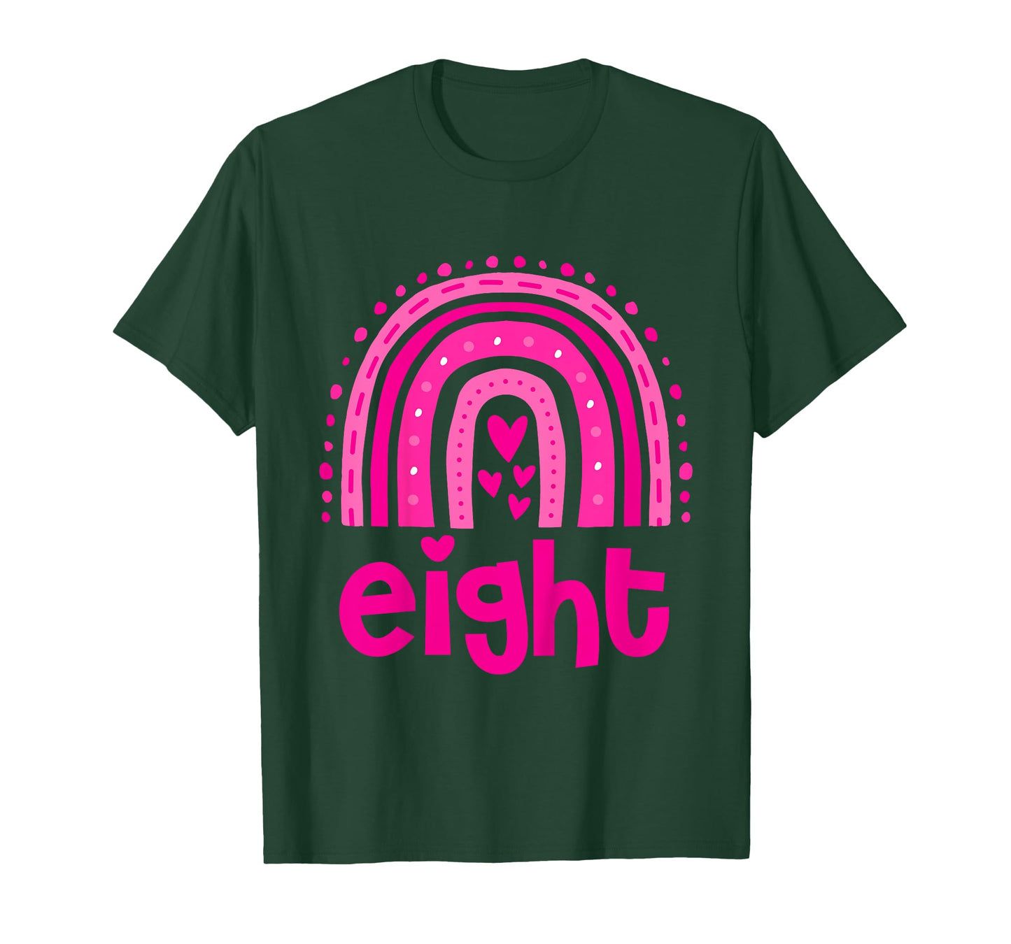 Girl's Birthday Eight 8 Years Old 8th Birthday Pink Rainbow T-Shirt