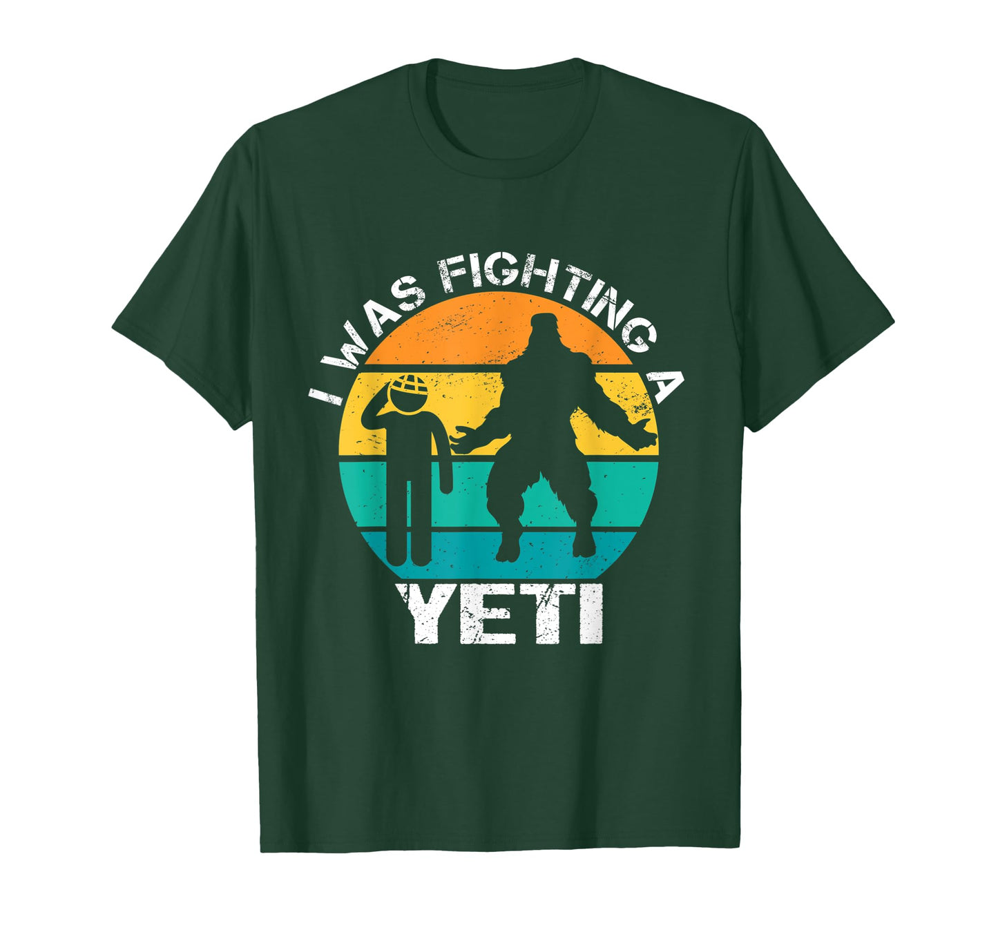 I Was Fighting A Yeti Bigfoot Funny Head Injury Concussion T-Shirt