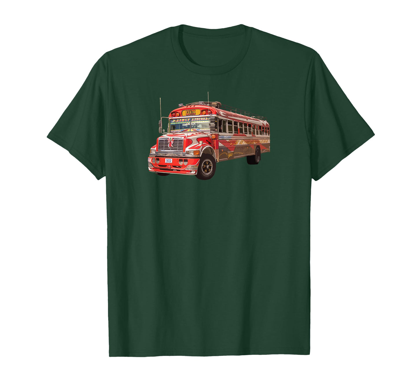 Chicken Bus Guatemala Antigua Quetzal Guate Tikal Mayan 502 T-Shirt
