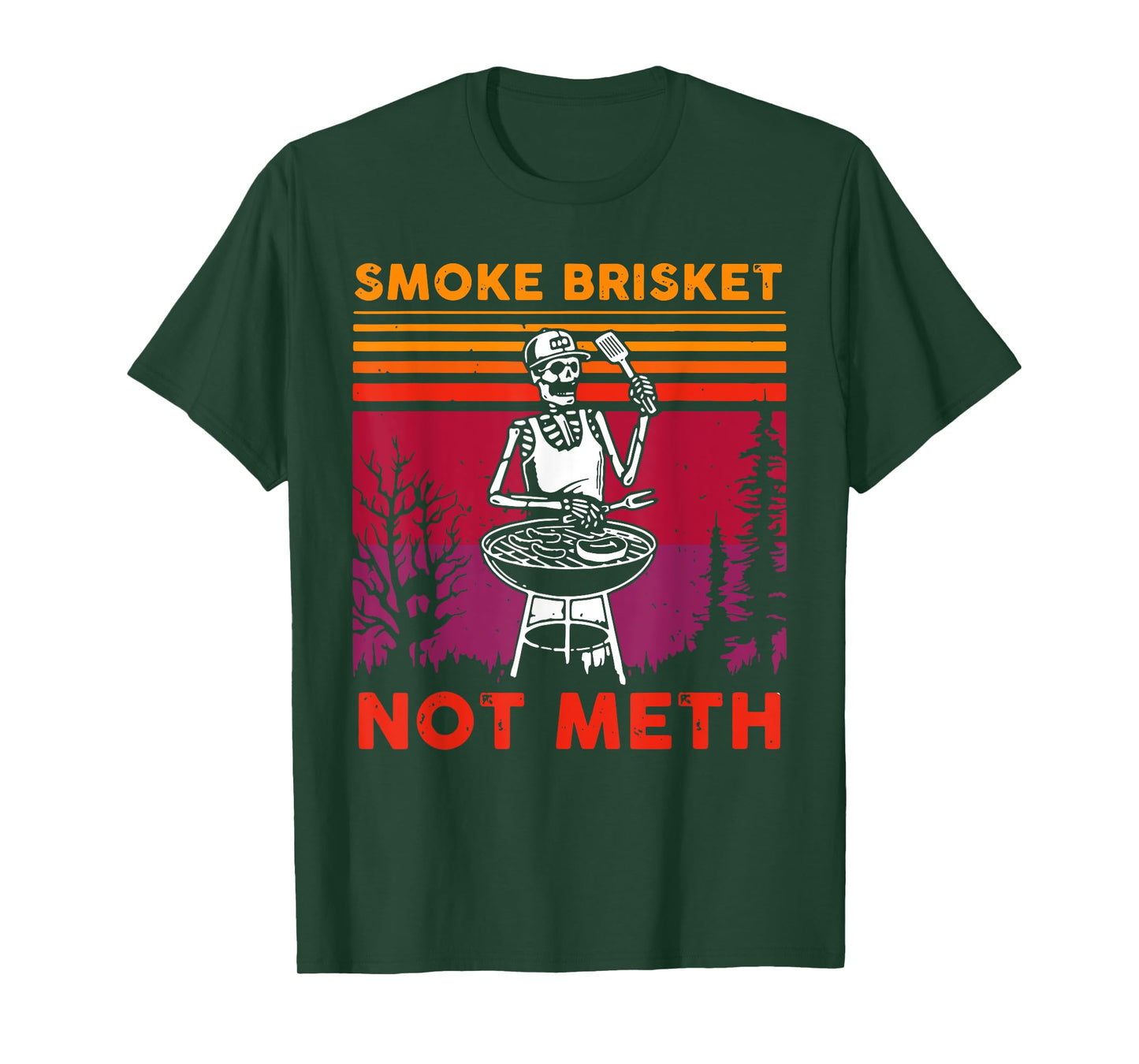 Funny BBQ Skeleton Smoke Brisket Not Meth Grilling Master T-Shirt