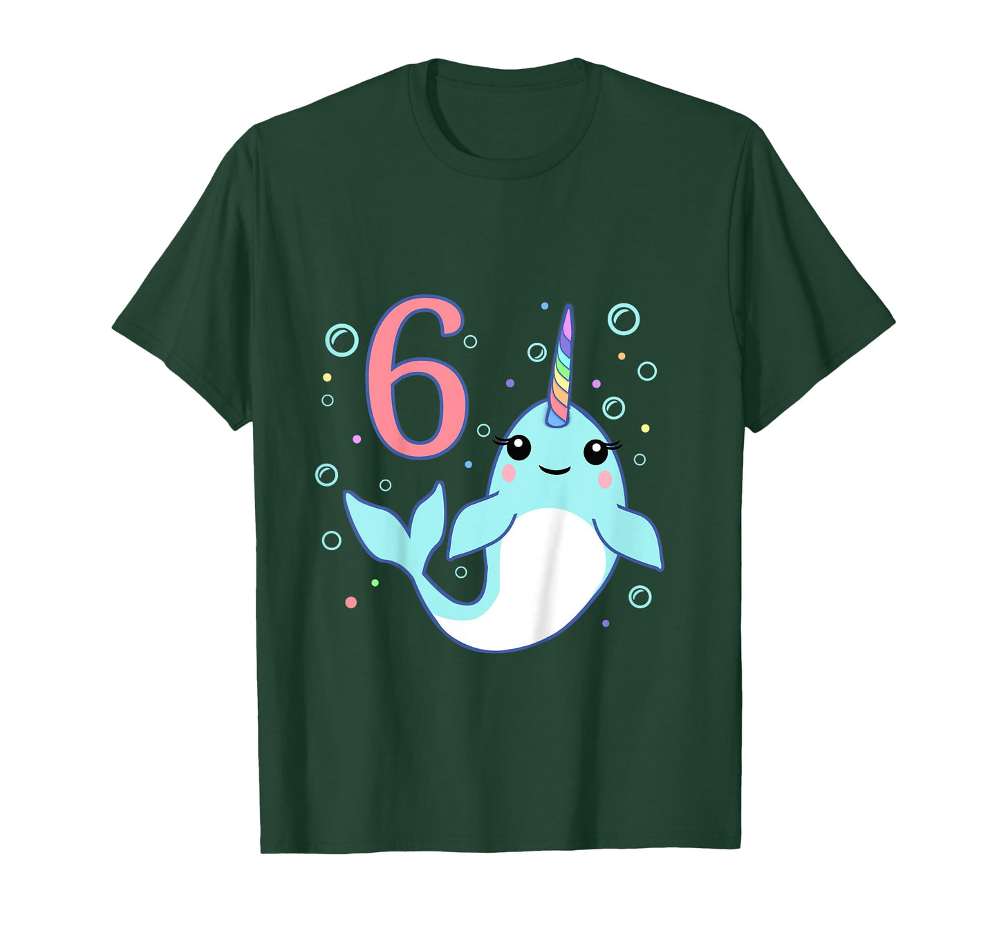 6 Year Old 6th Unicorn Narwhal Undersea Birthday Boys Girls T-Shirt