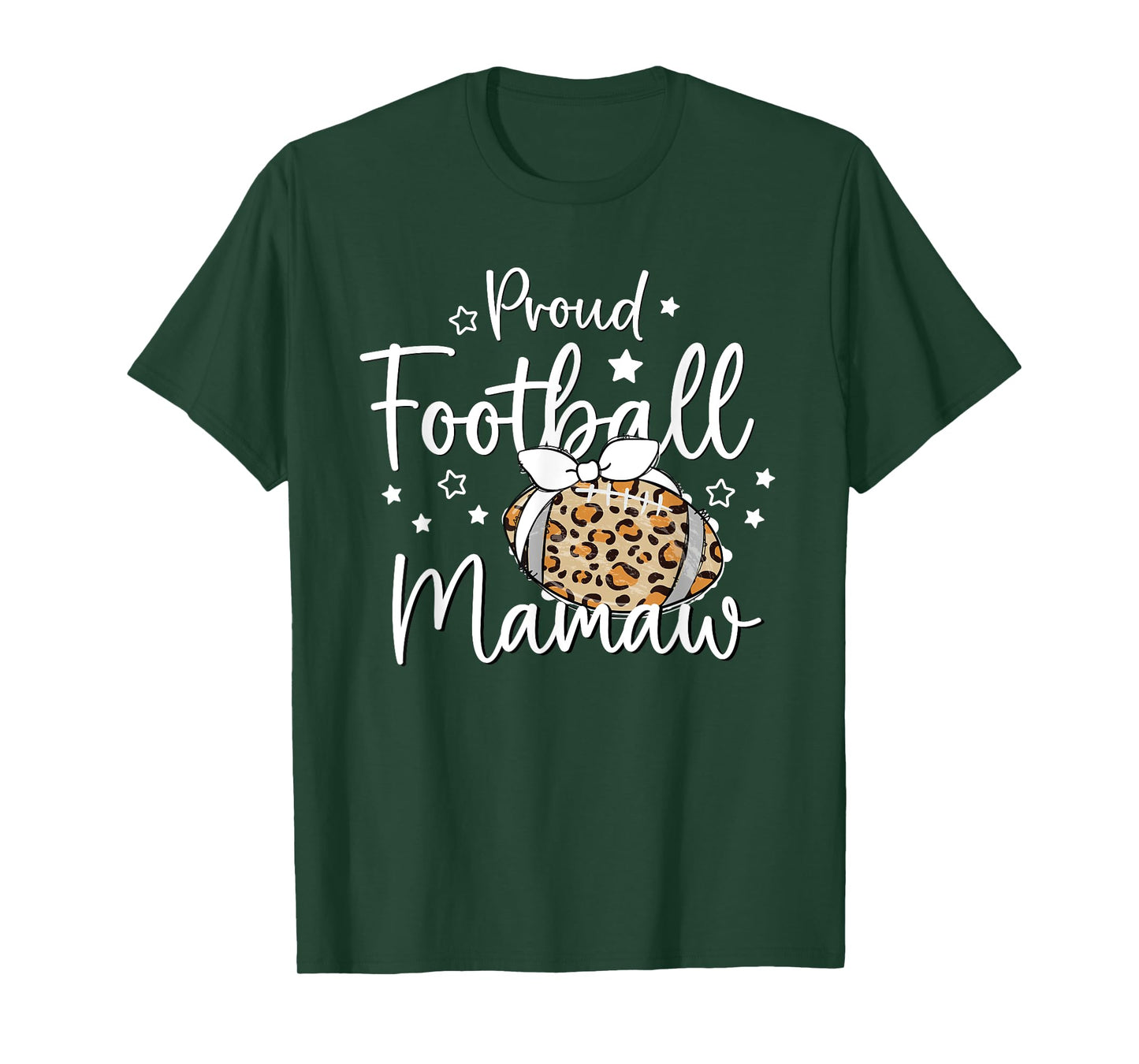 Proud Football Mamaw Leopard Game Day Spirit T Tee Design T-Shirt