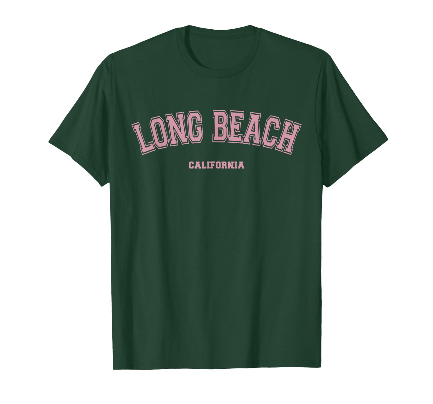 Pink Long Beach California CA Varsity Style on Long Beach T-Shirt