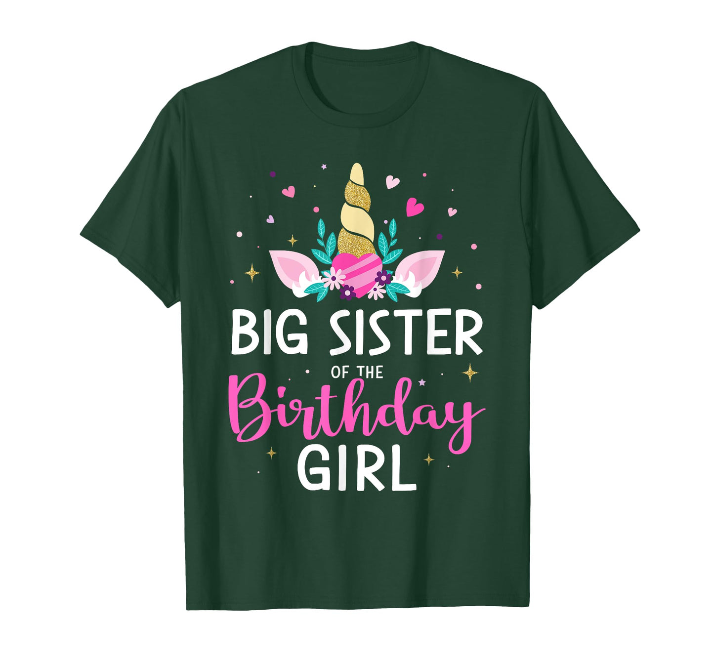 Big sister of birthday girl matching family unicorn party T-Shirt