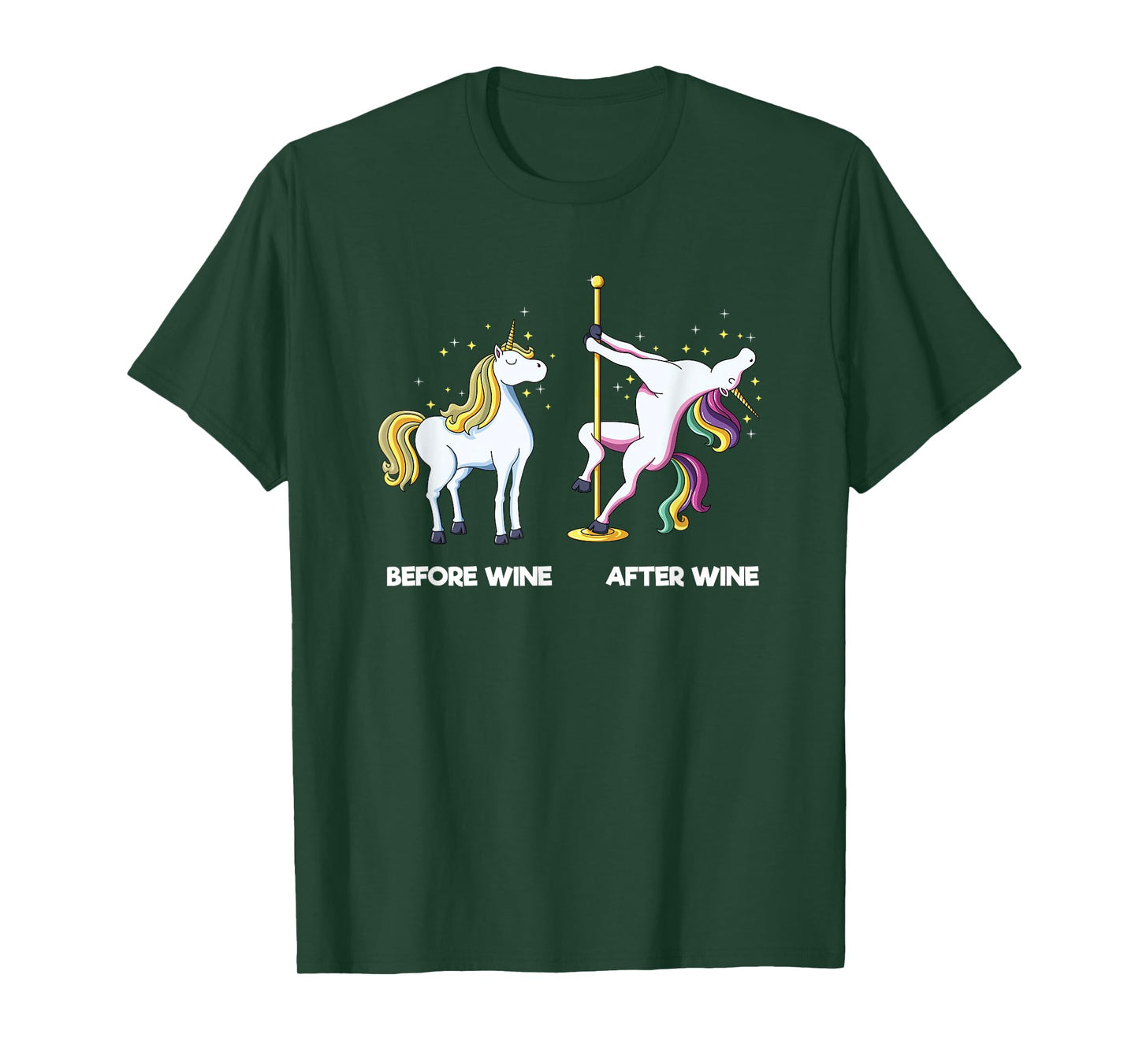 Funny Unicorn Before Wine After Wine design Dancing Pole T-Shirt