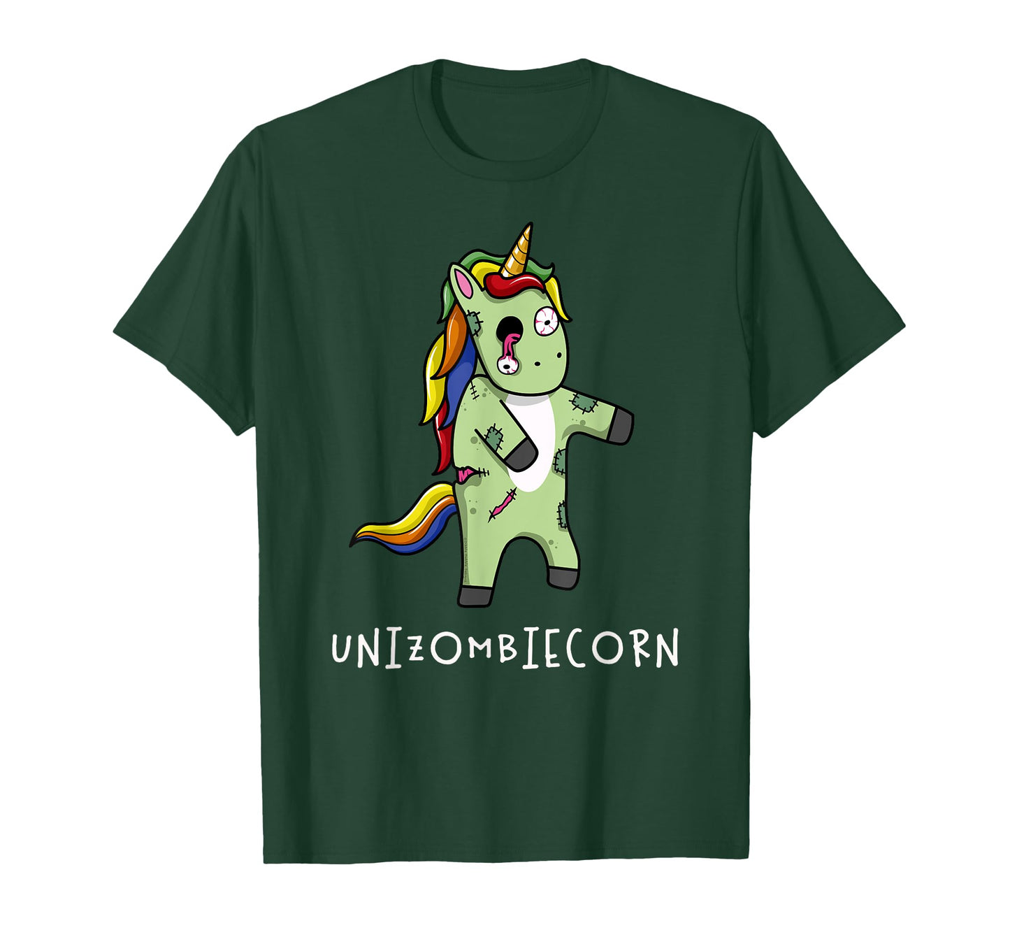 Cute and Funny Rainbow Unicorn Zombie Halloween T-Shirt